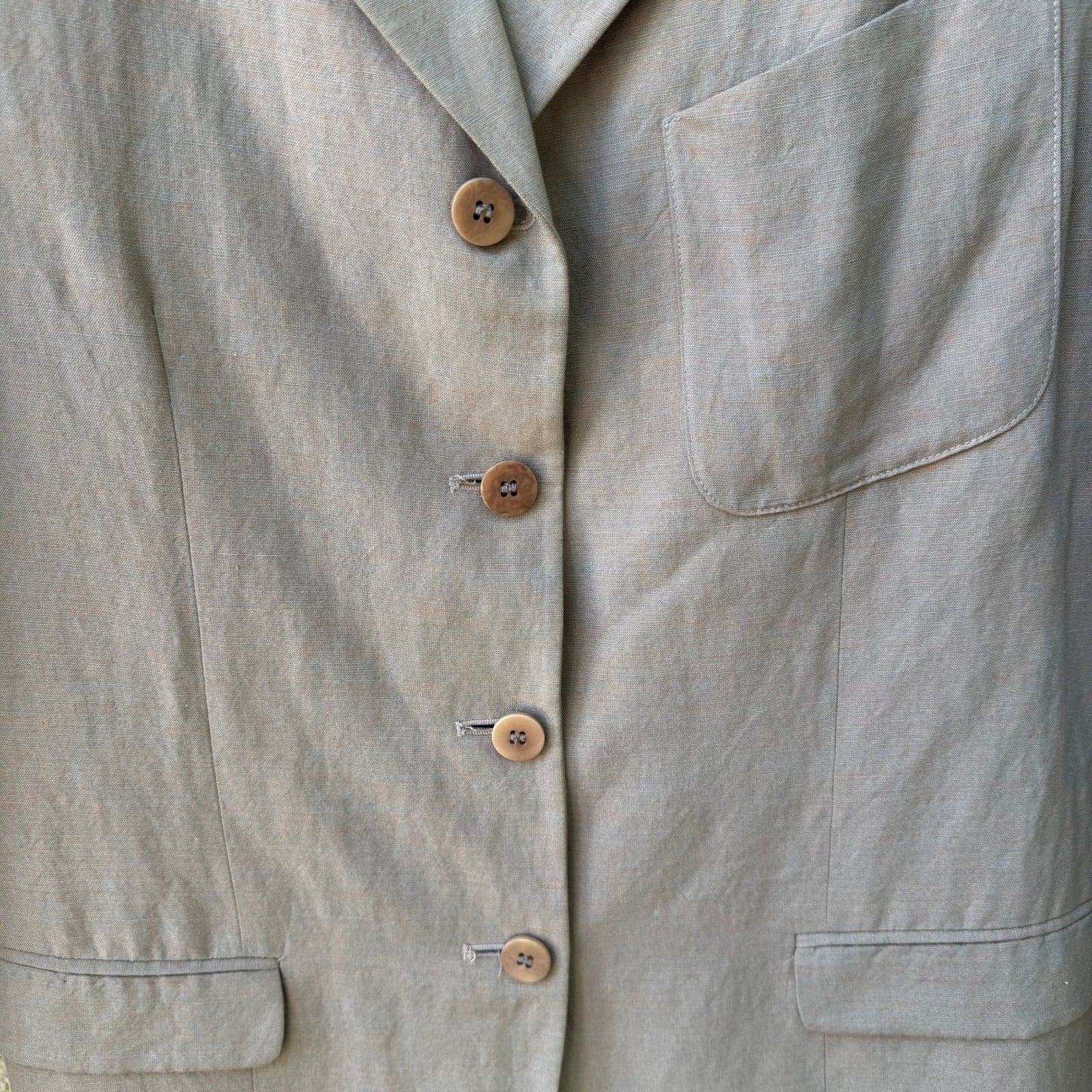 Calvin Klein Vintage 90s Linen Blend Minimalist Old Money Blazer Jacket Tan 8