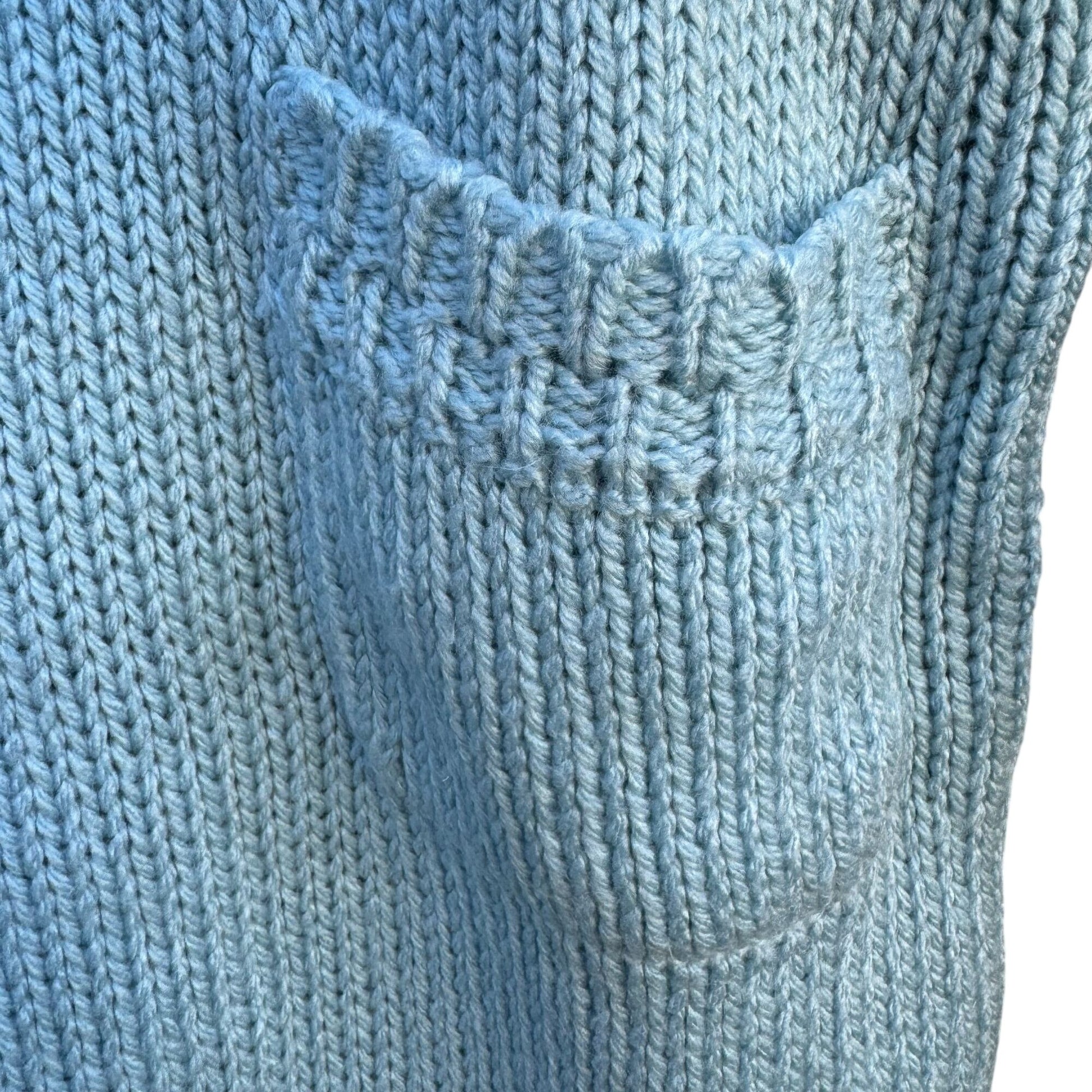 Susann D Vintage Womens Blue Chunky Knit Turtleneck Sweater Oversized Pocket S