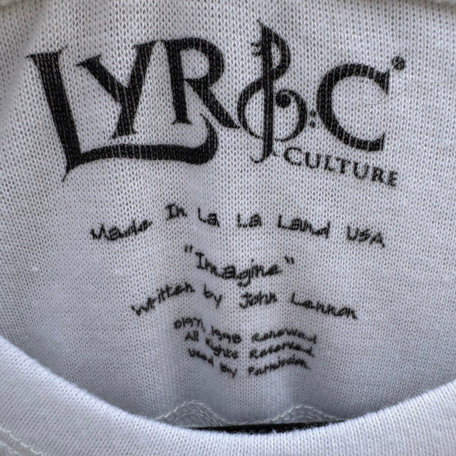 Lyric Culture John Lennon Imagine Graphic Long Sleeve Top White Medium USA Made