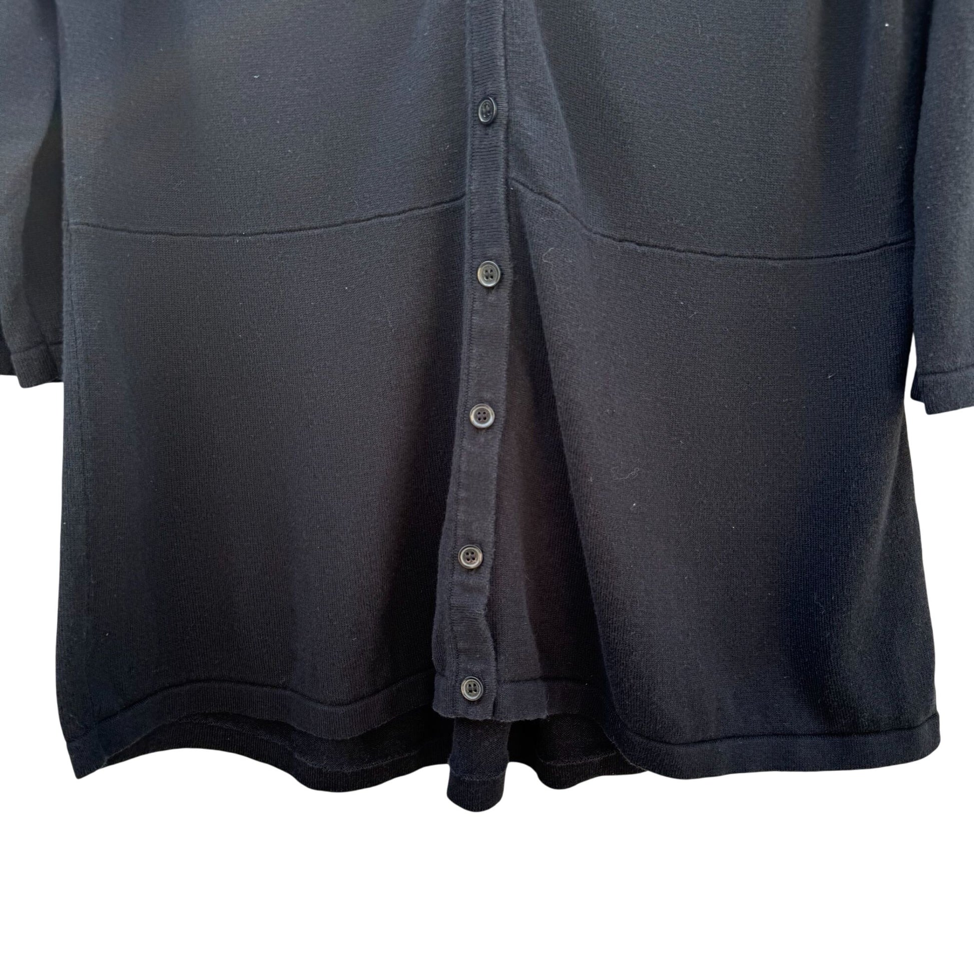 Isaac Mizrahi Live! Womens Black V Neck Button-Front 3/4 Sleeve Knit Cardigan L