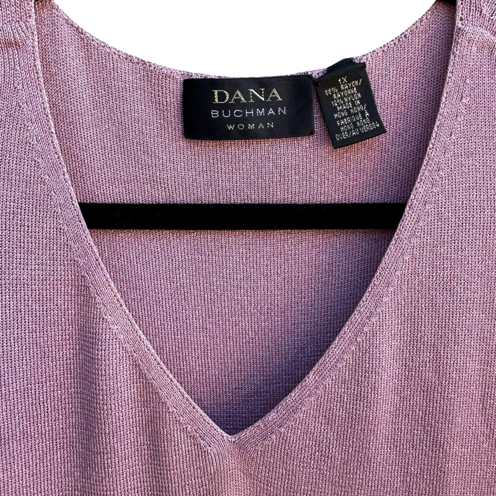 Dana Buchman Coastal Mauve Pink Pointelle Knitwear Cardigan Tank Twin Set 1X 2X