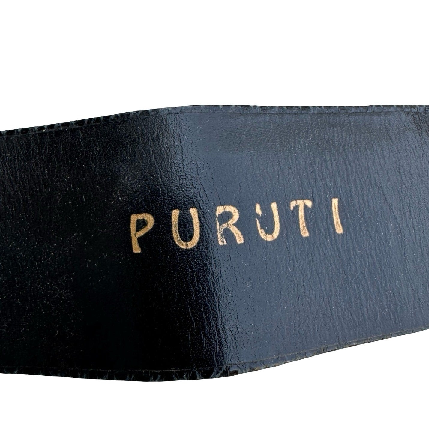 Puruti Vintage Black Gold Rhinestone Enamel Statement Waist Belt with Dust Bag