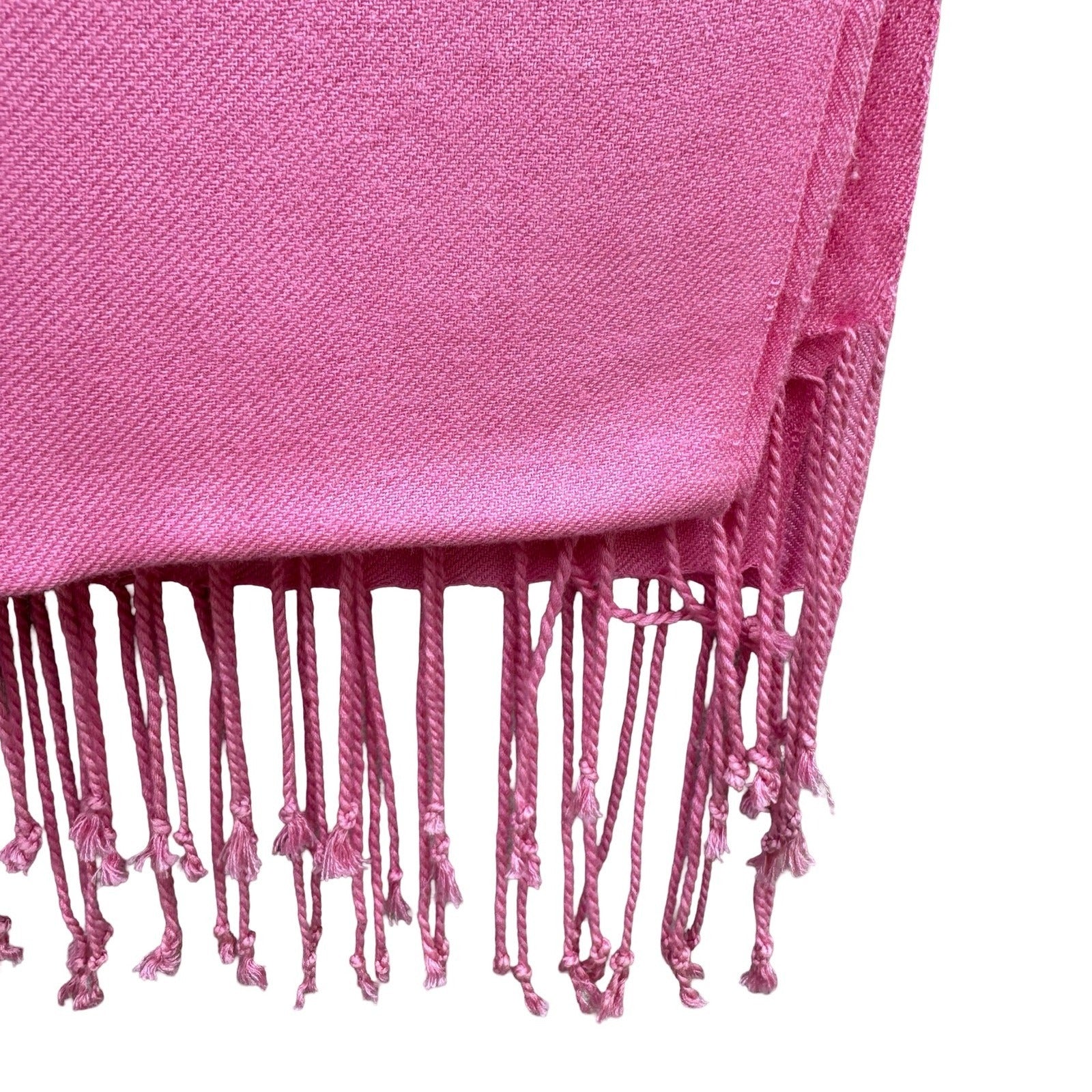 Symphony Designs Pink Pashmina Shawl Wrap 100% Viscose Fringe Tassel Scarf India