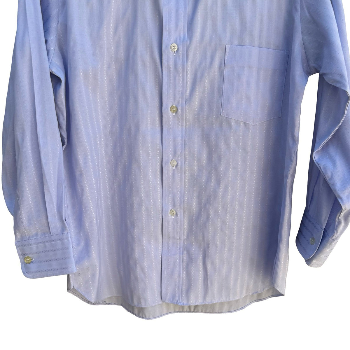 Peacock Shinsegae Korean Vintage 70s Blue Dagger Collar Stripe Disco Shirt L NEW
