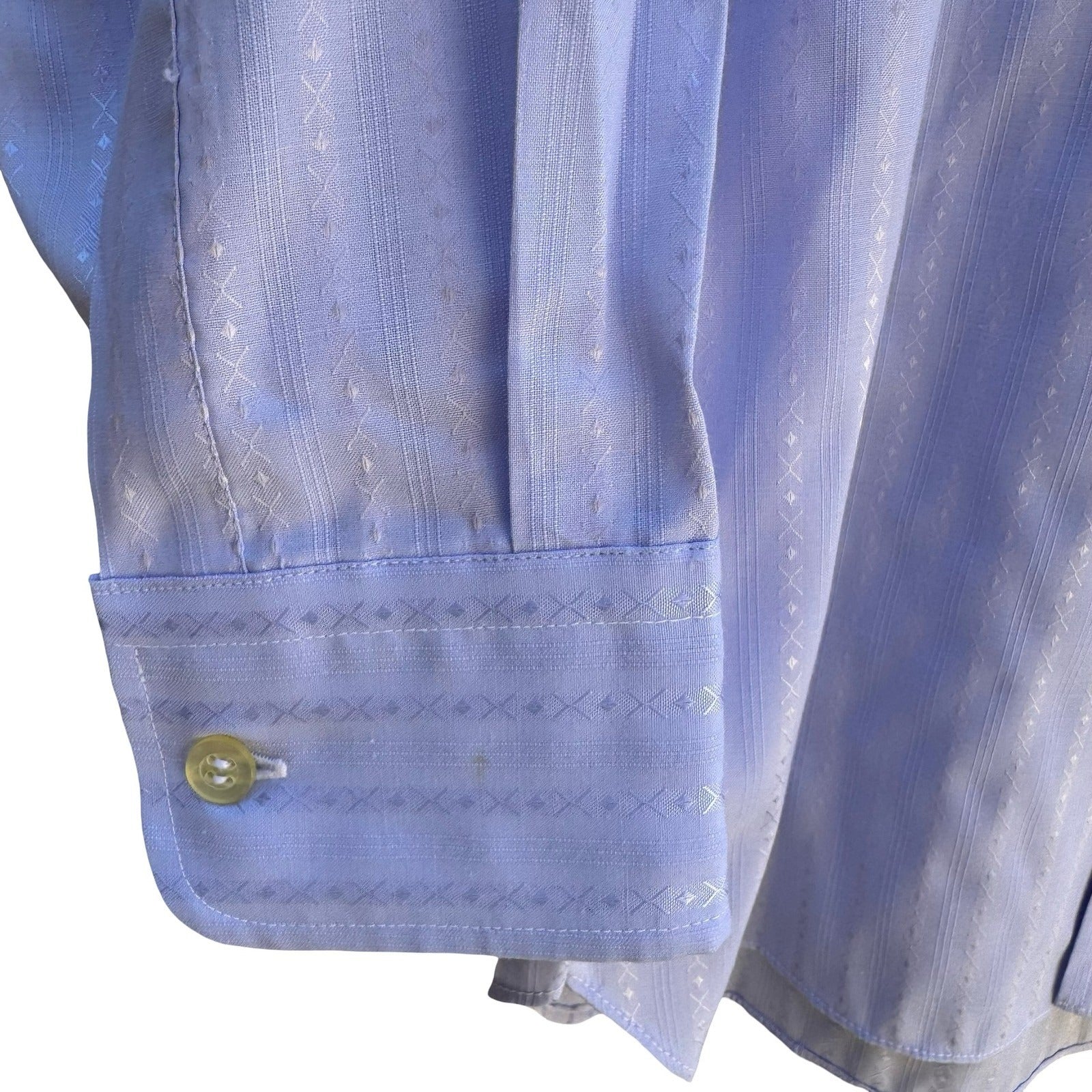 Peacock Shinsegae Korean Vintage 70s Blue Dagger Collar Stripe Disco Shirt L NEW