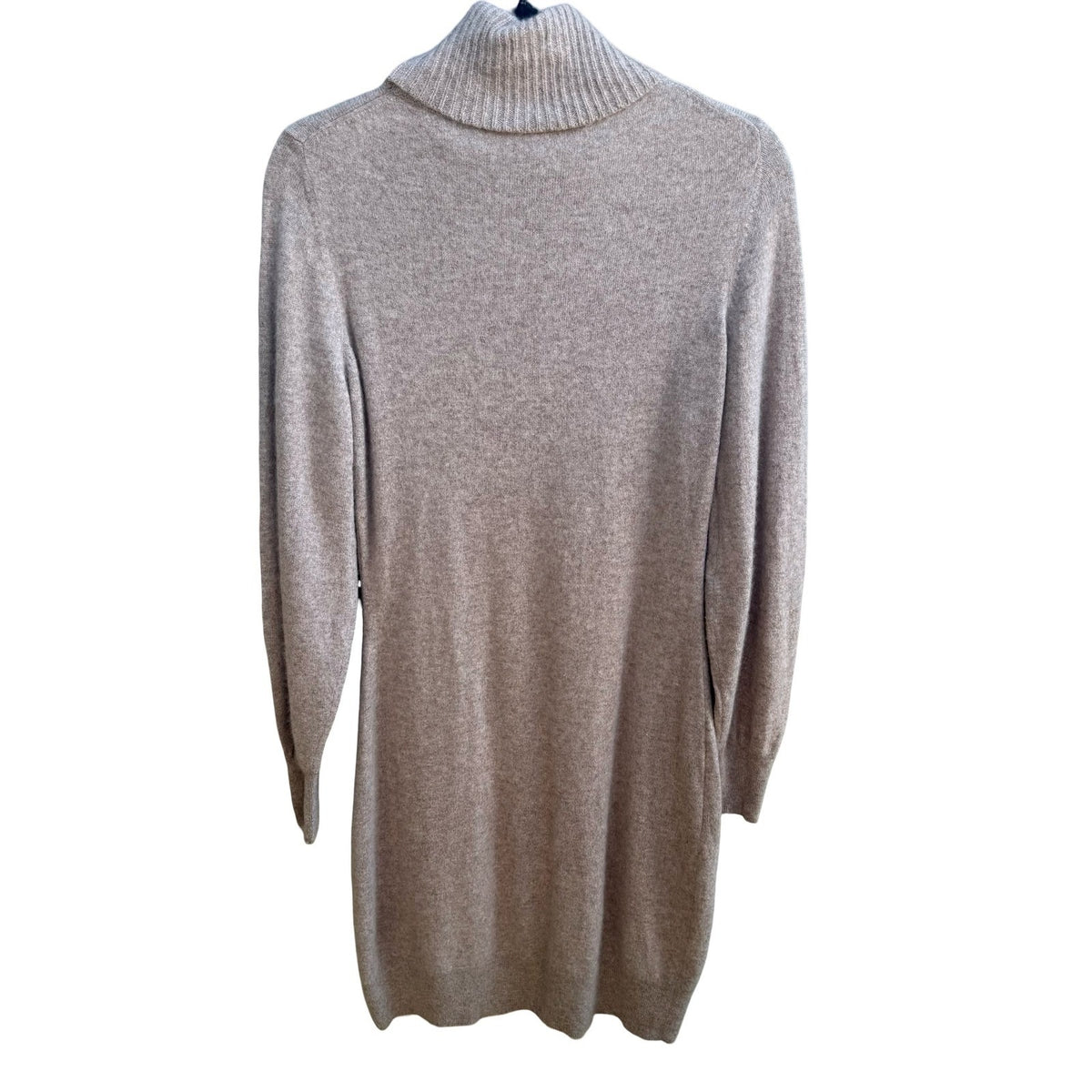 Ann Taylor Cashmere Quiet Luxury Minimalist Preppy Cowl Neck Sweater Dress Tan M