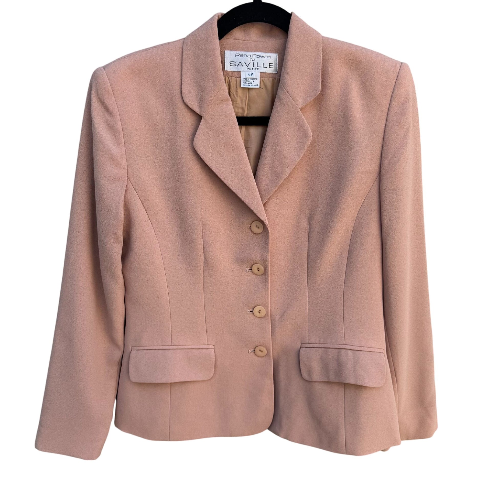 Rena Rowan For Saville Petite Vintage Womens Blush Pink Preppy Blazer Jacket 6P
