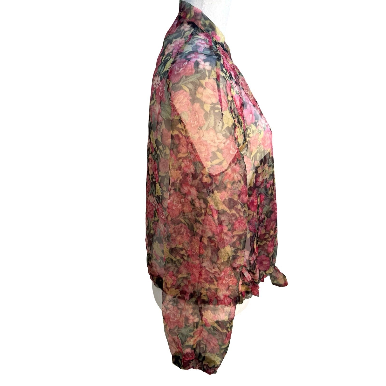 Zara Coquette Fairycore Sheer Floral Mesh Zip Tie Waist Bomber Jacket Pink S