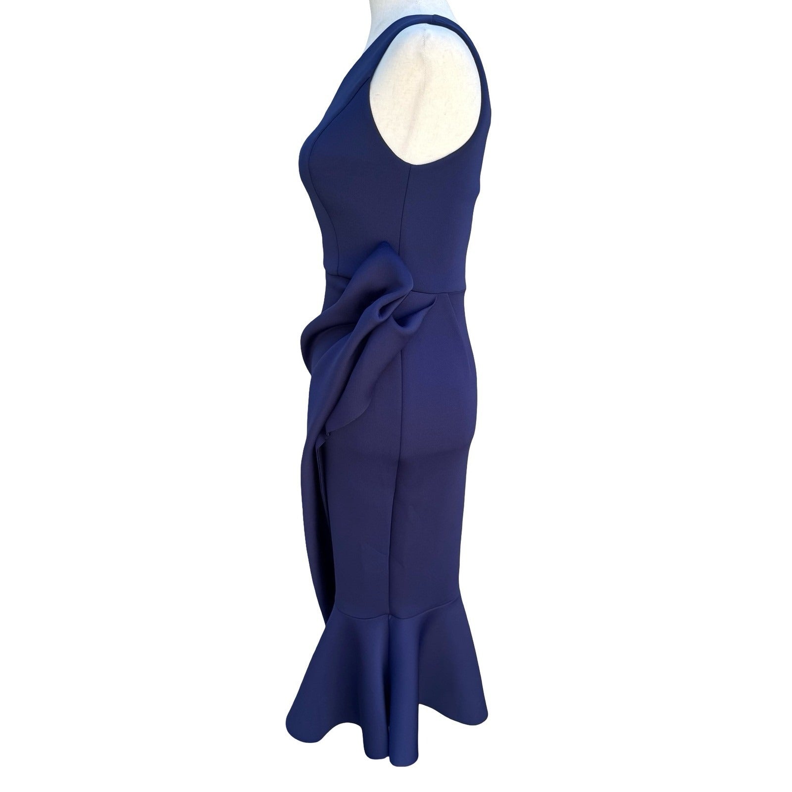 ASOS Navy One Shoulder Scuba Gala Formal Midi Dress Bow Detail US 4 NEW Mermaid