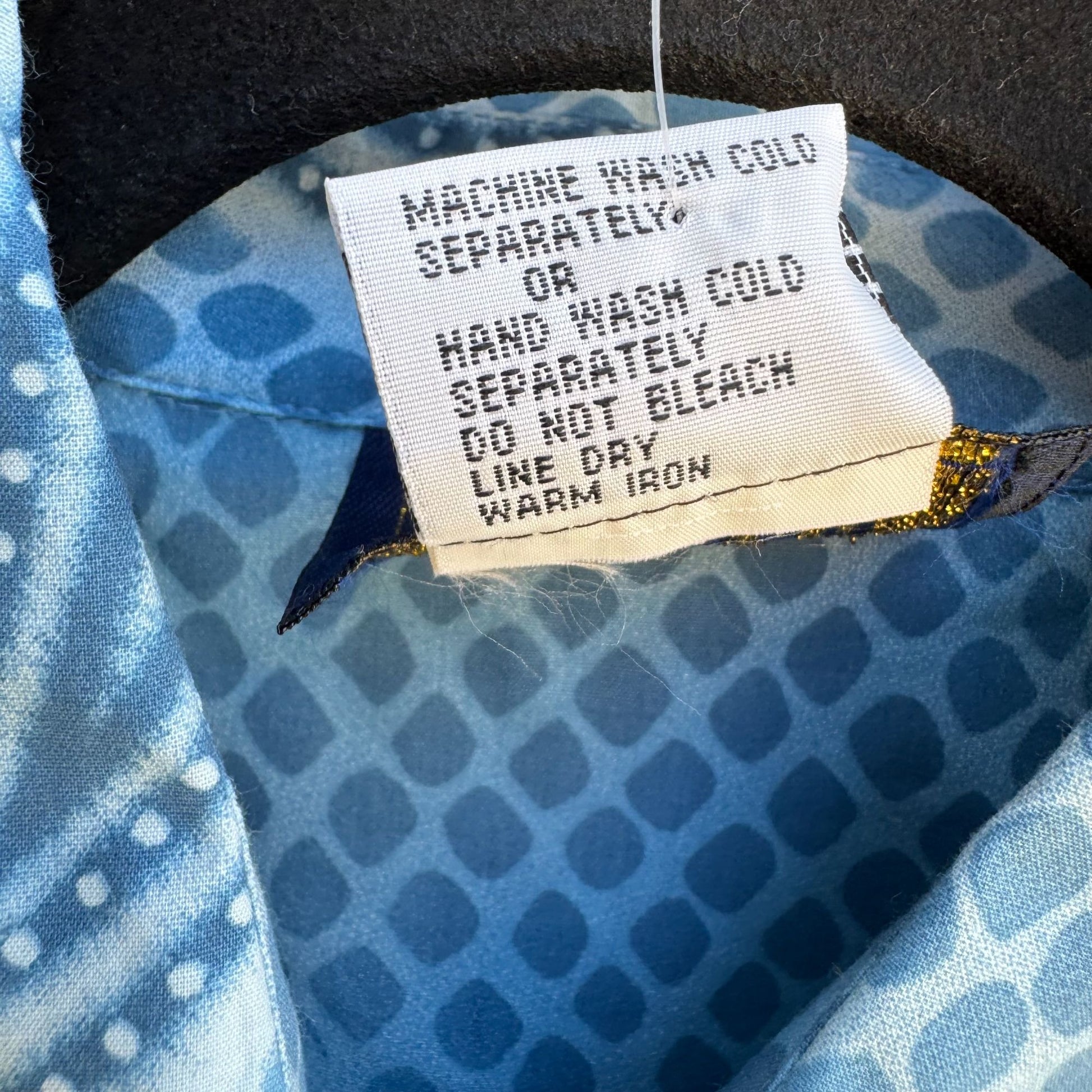 Dennis Basso Blue Paisley Snake Dot Print Long Sleeve Button-Up Shirt New S