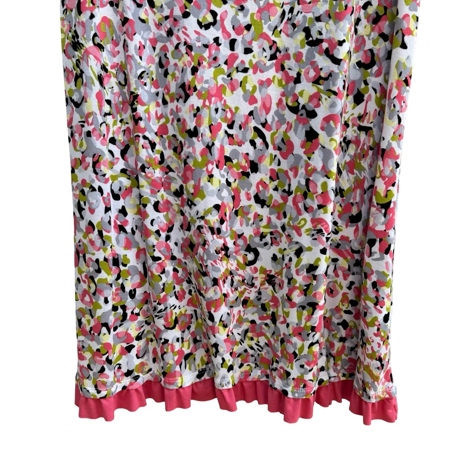 LOGO Layers Lori Goldstein Pink Abstract Print Ruffle Hem Longline Tank Top L
