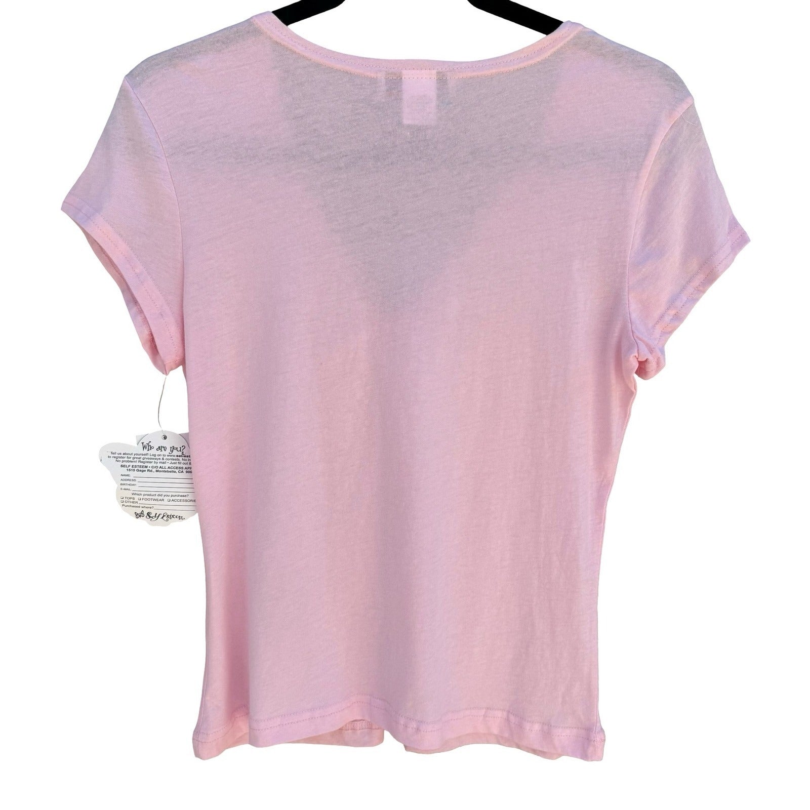 Self Esteem Y2K Coquette Pastel Pink Balletcore Fairy Bow Shirt Womens L NWT