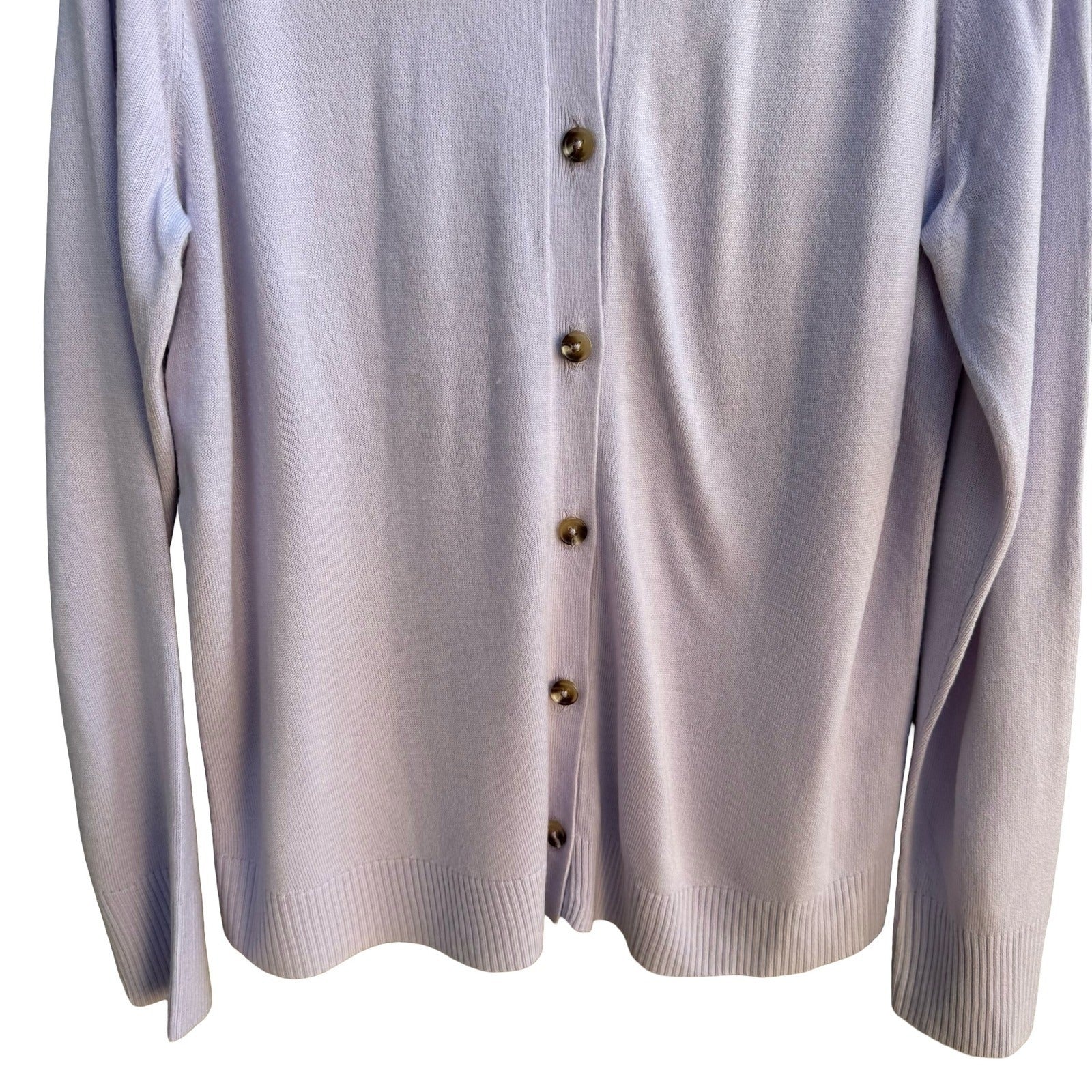 Karen Scott Grandmacore Librarian Preppy Pastel Lavender Polo Collar Cardigan L