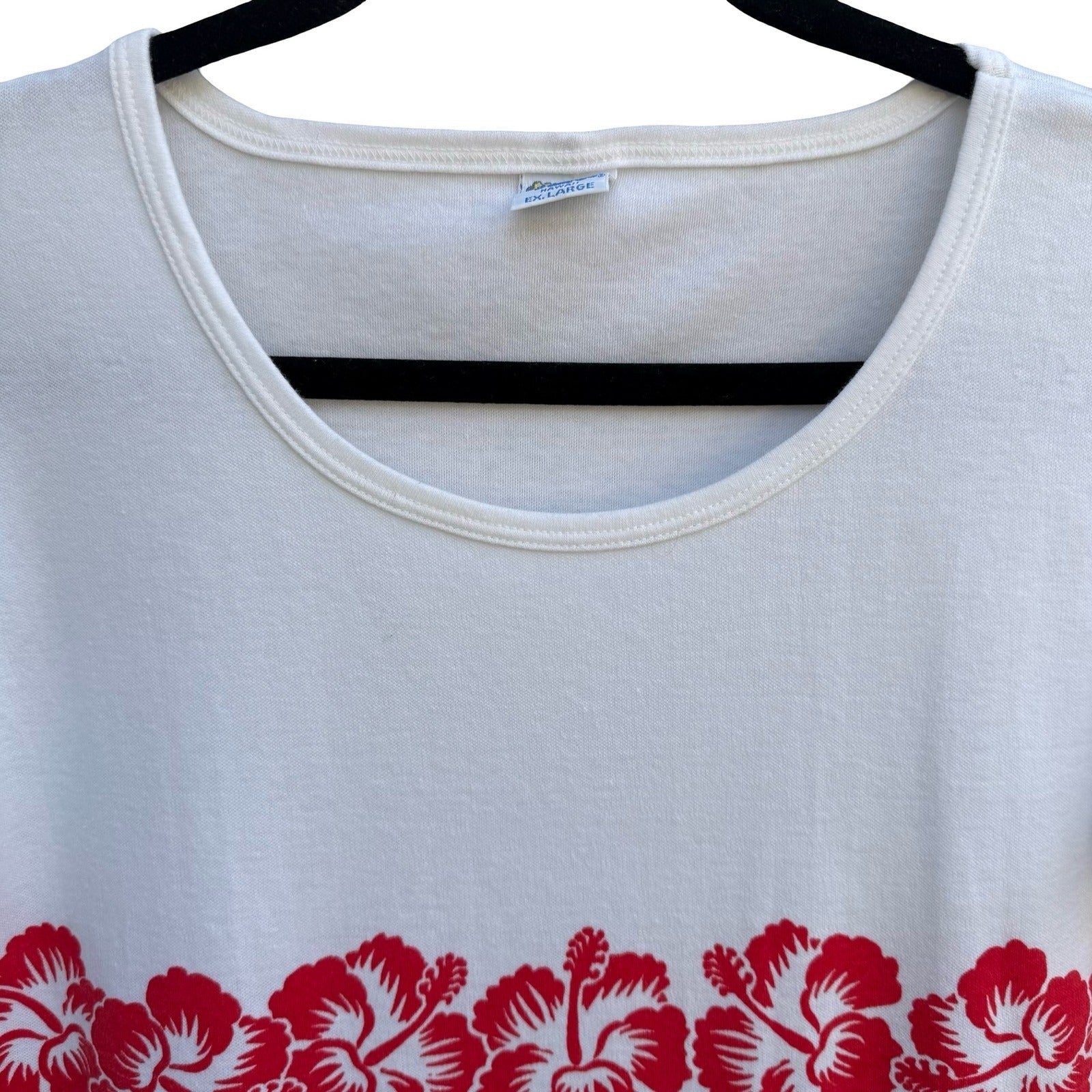 Crazy Shirts Vintage 70s Hawaii Hibiscus Floral Shirt White 70s XL Single Stitch