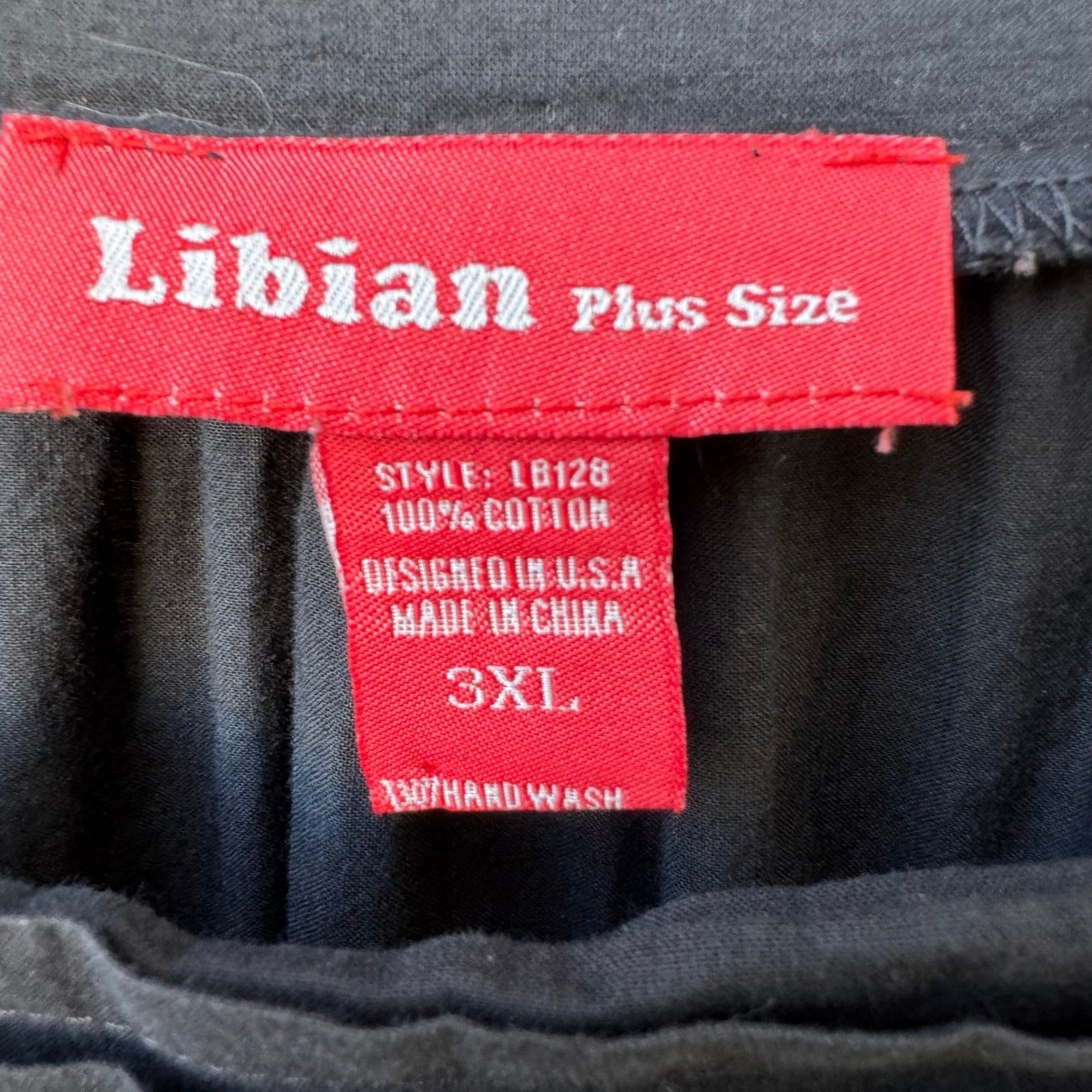 Libian Plus Size 3XL Black Cotton Embroidered Crochet Lace Peasant Blouse 1B128