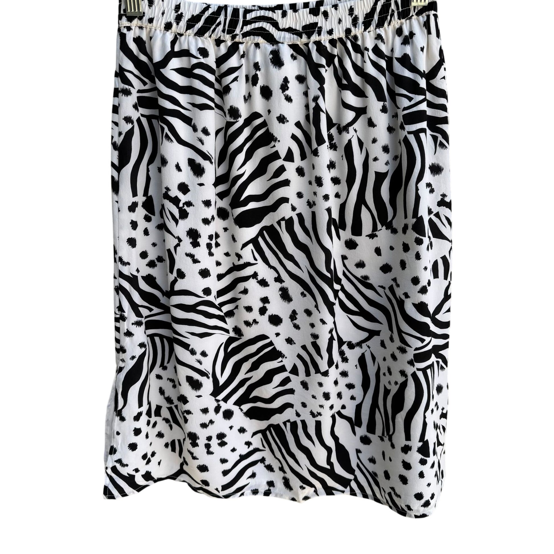 Diane Gilman Vintage Womens Silk Lined Zebra Animal Print Elastic Waist Skirt S