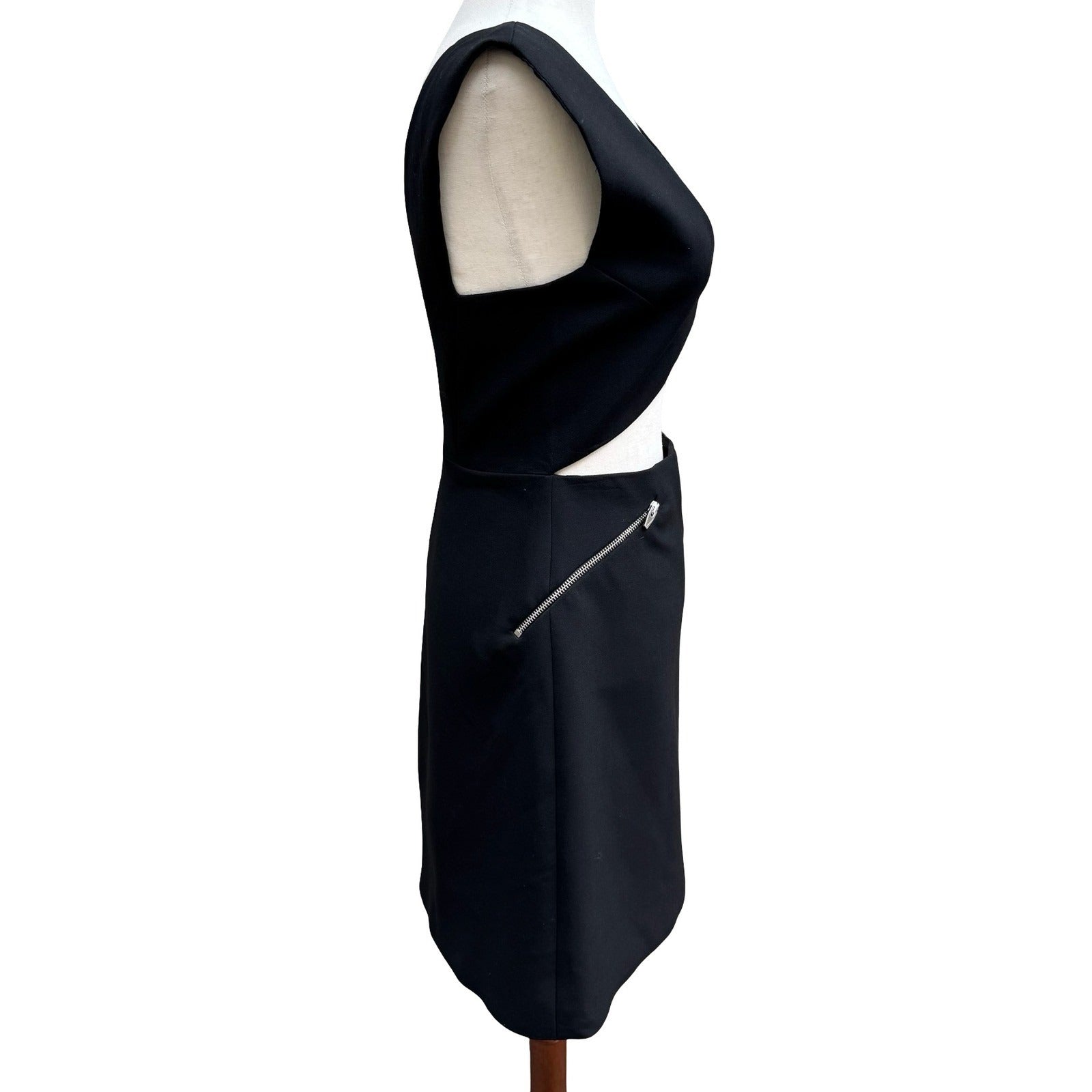 Zara Woman Studio Edgy Cocktail Party Black Cutout Mini Dress Exposed Zipper S