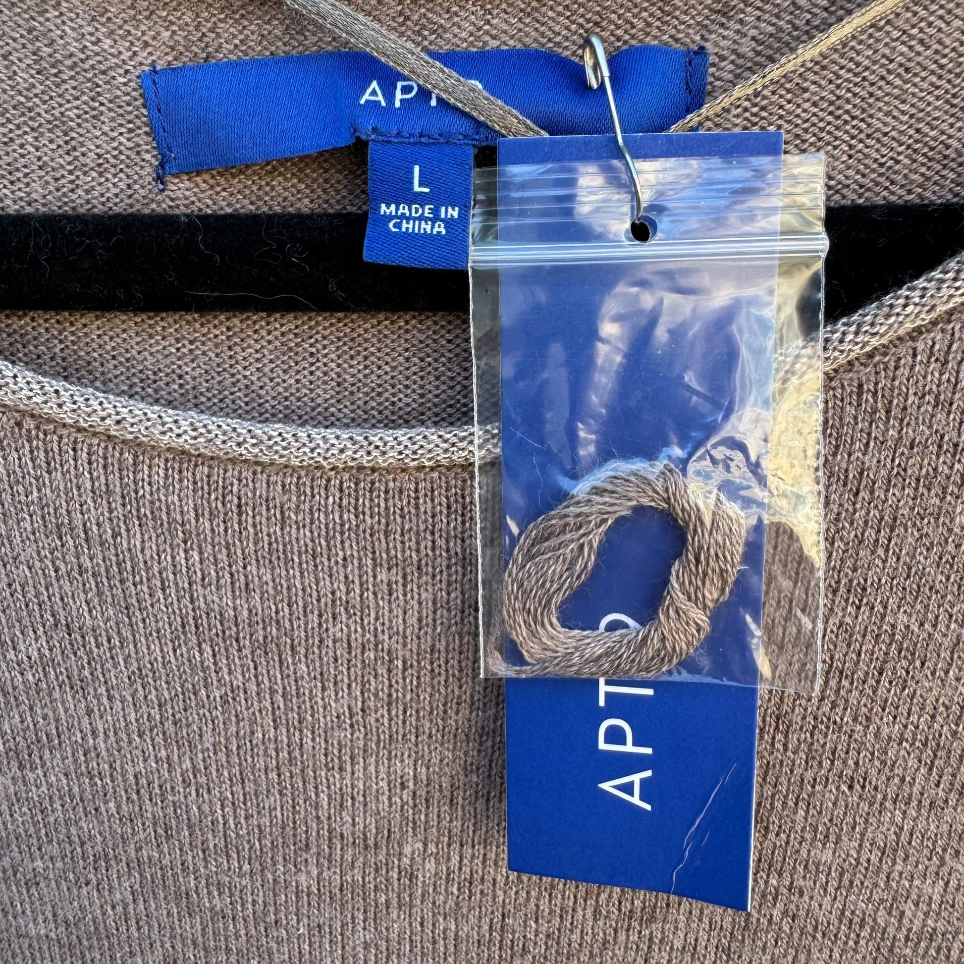 Apt 9 Brown Lagenlook Minimalist Metallic Side Hem Boat Neck Knit Sweater New L