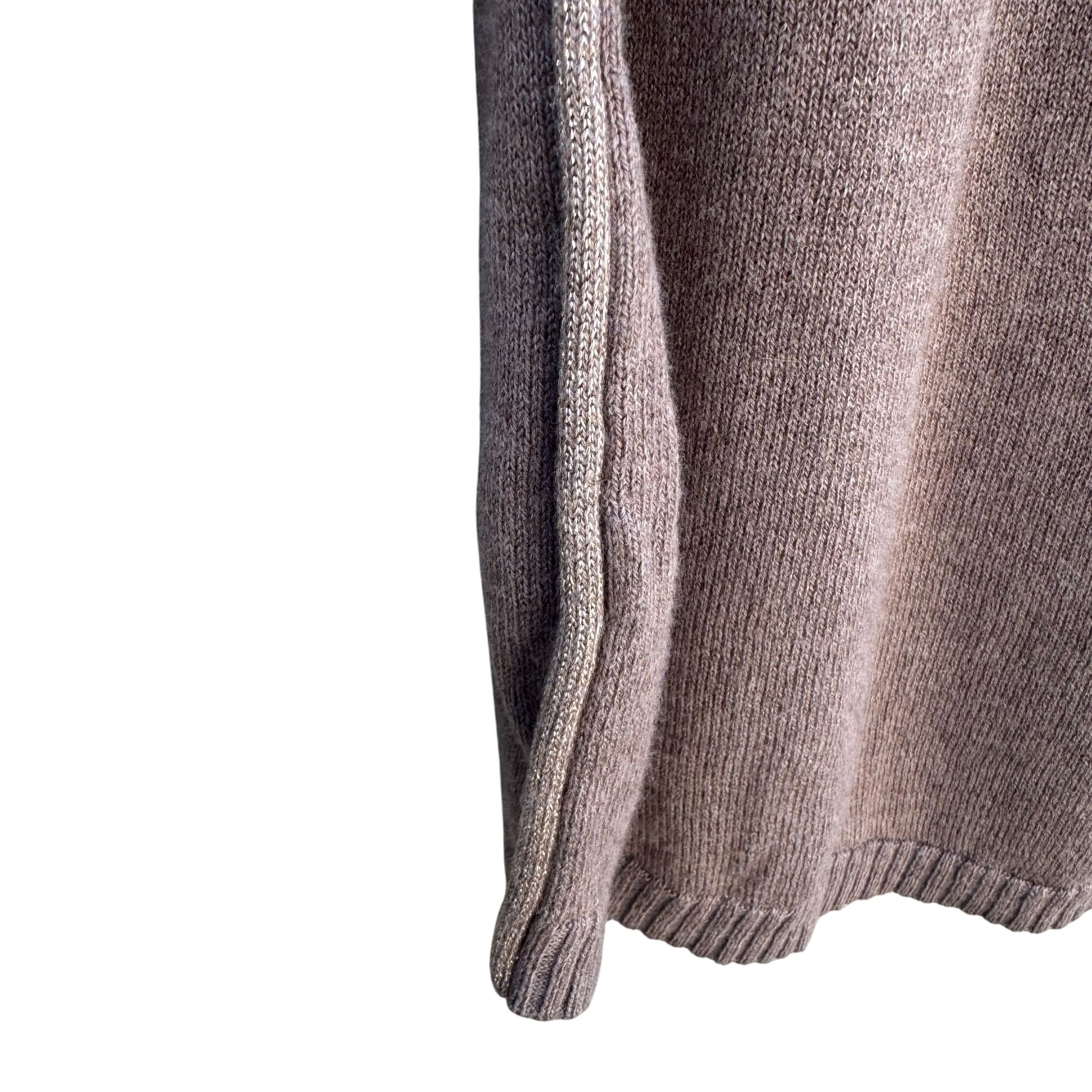 Apt 9 Brown Lagenlook Minimalist Metallic Side Hem Boat Neck Knit Sweater New L