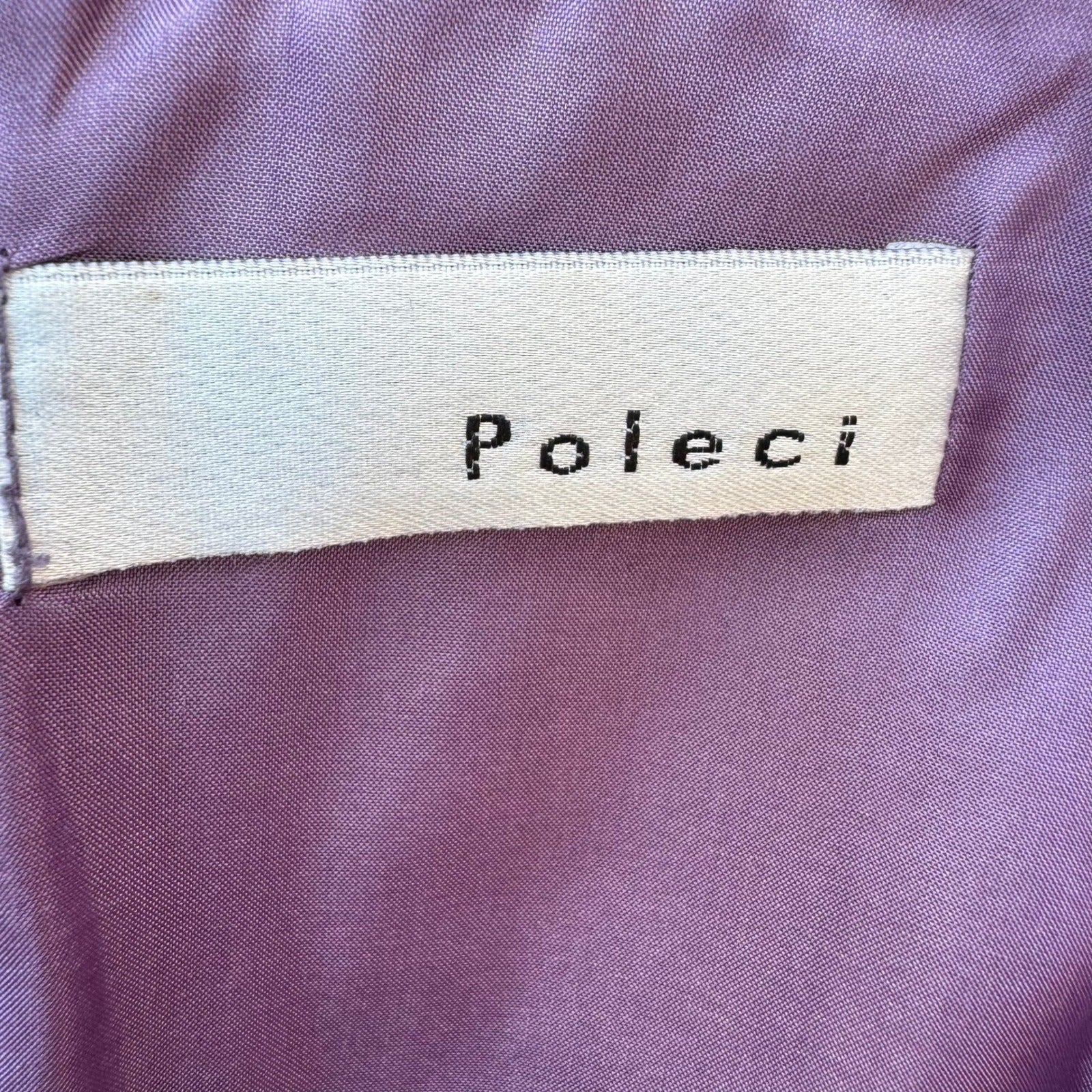 Poleci Y2K Edgy Metallic Purple Leather Pencil Skirt Iridescent Glam Mermaidcore