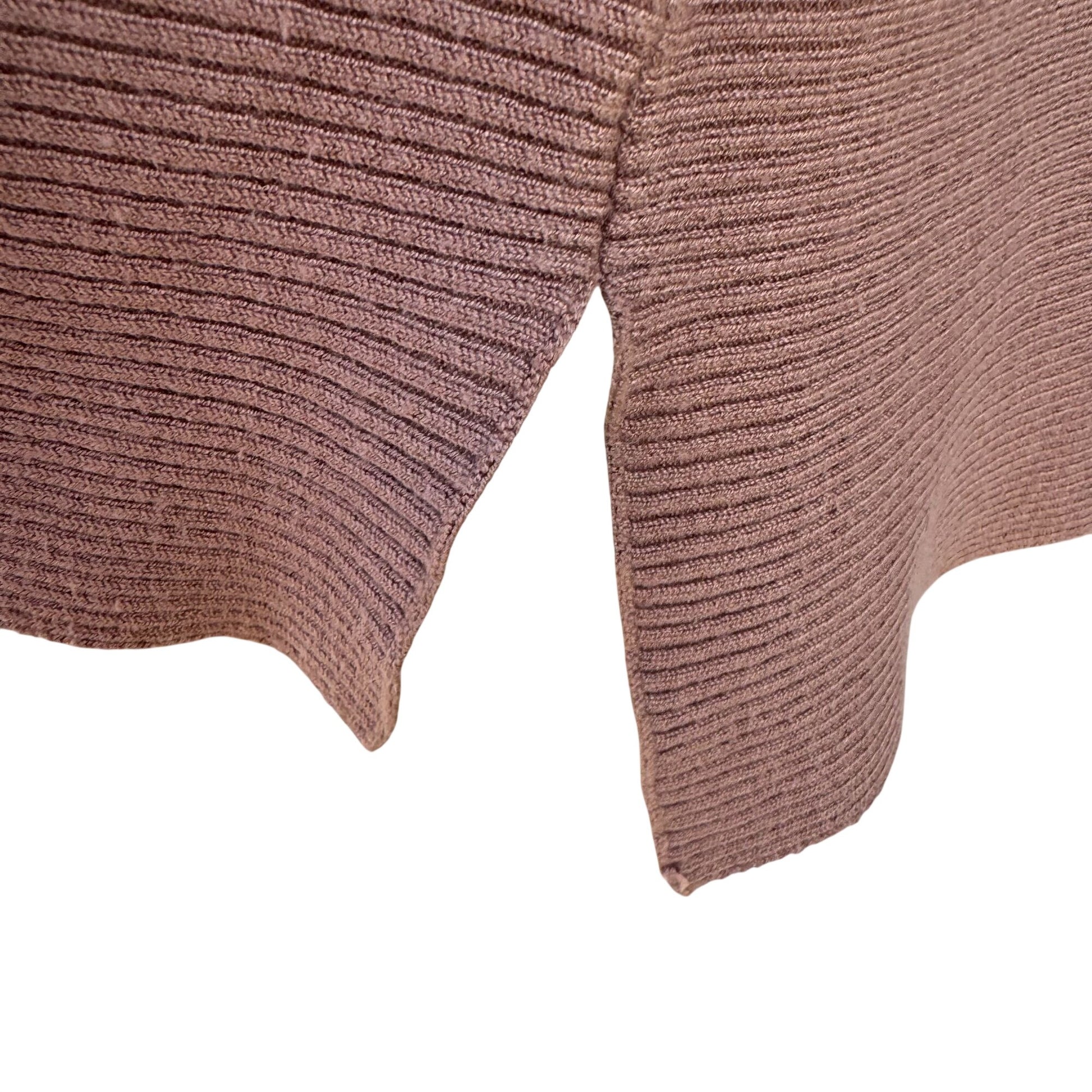 T Tahari Ribbed Camel Cowl Neck Knit Tunic Sweater Womens L Minimalist Lagenlook