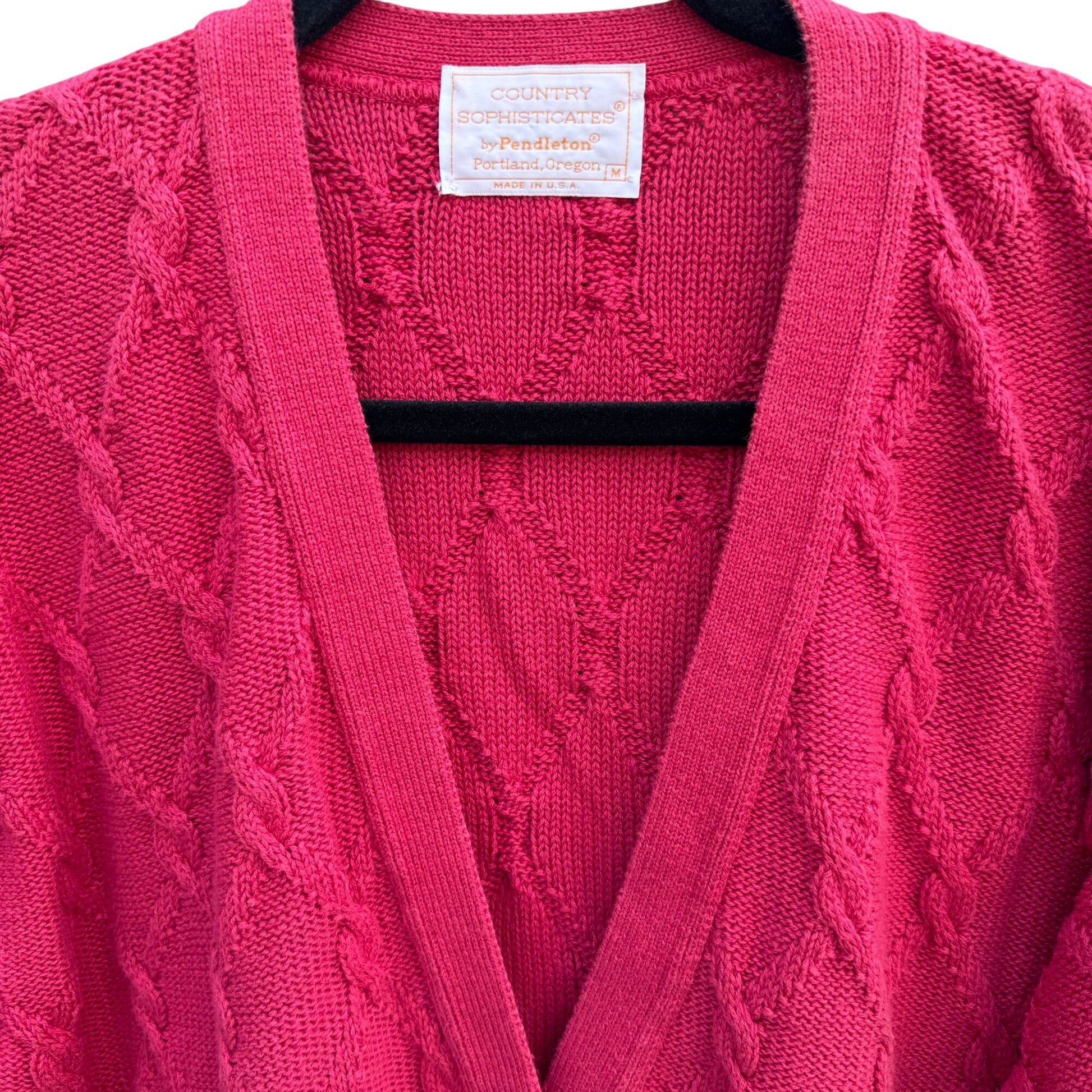Pendleton Country Sophisticates Vintage Cable Knit Cardigan Sweater Oversized M