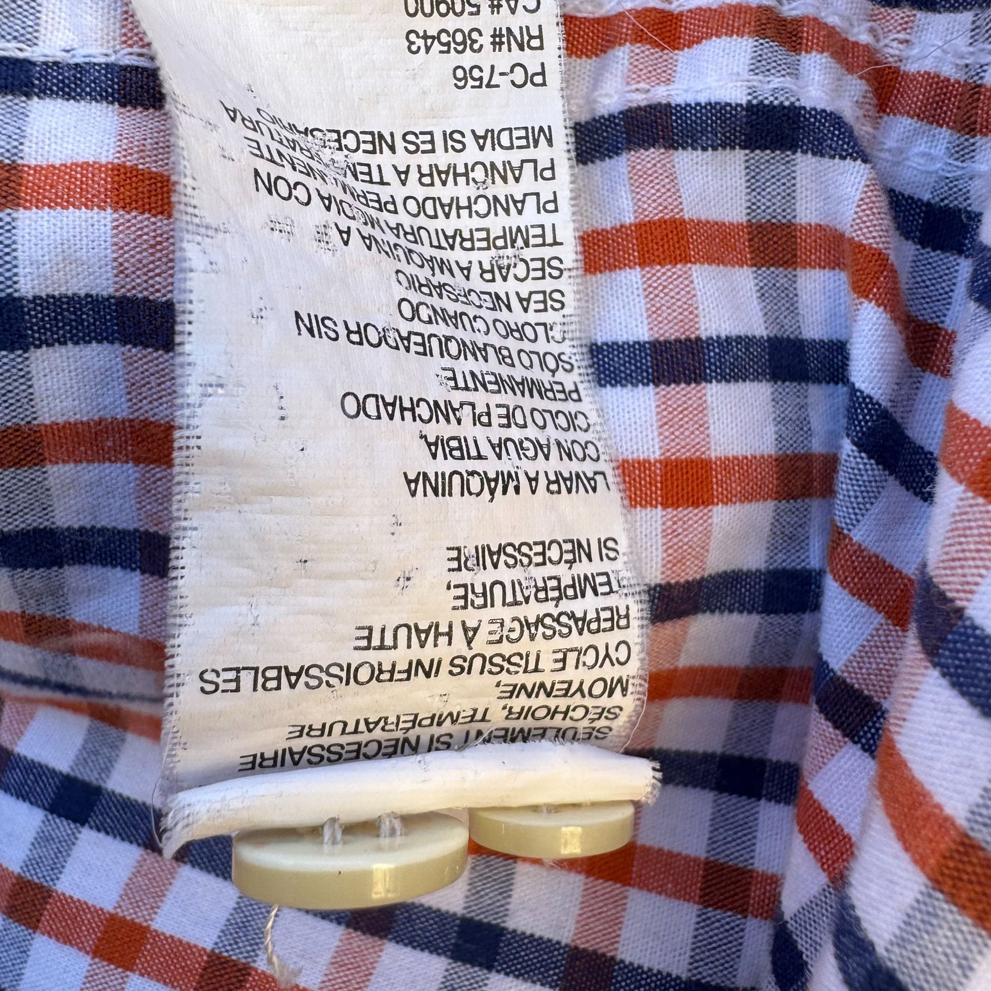 Izod Mens Long Sleeve Button Up Red/Navy/White Plaid Cotton Classic Fit Shirt L