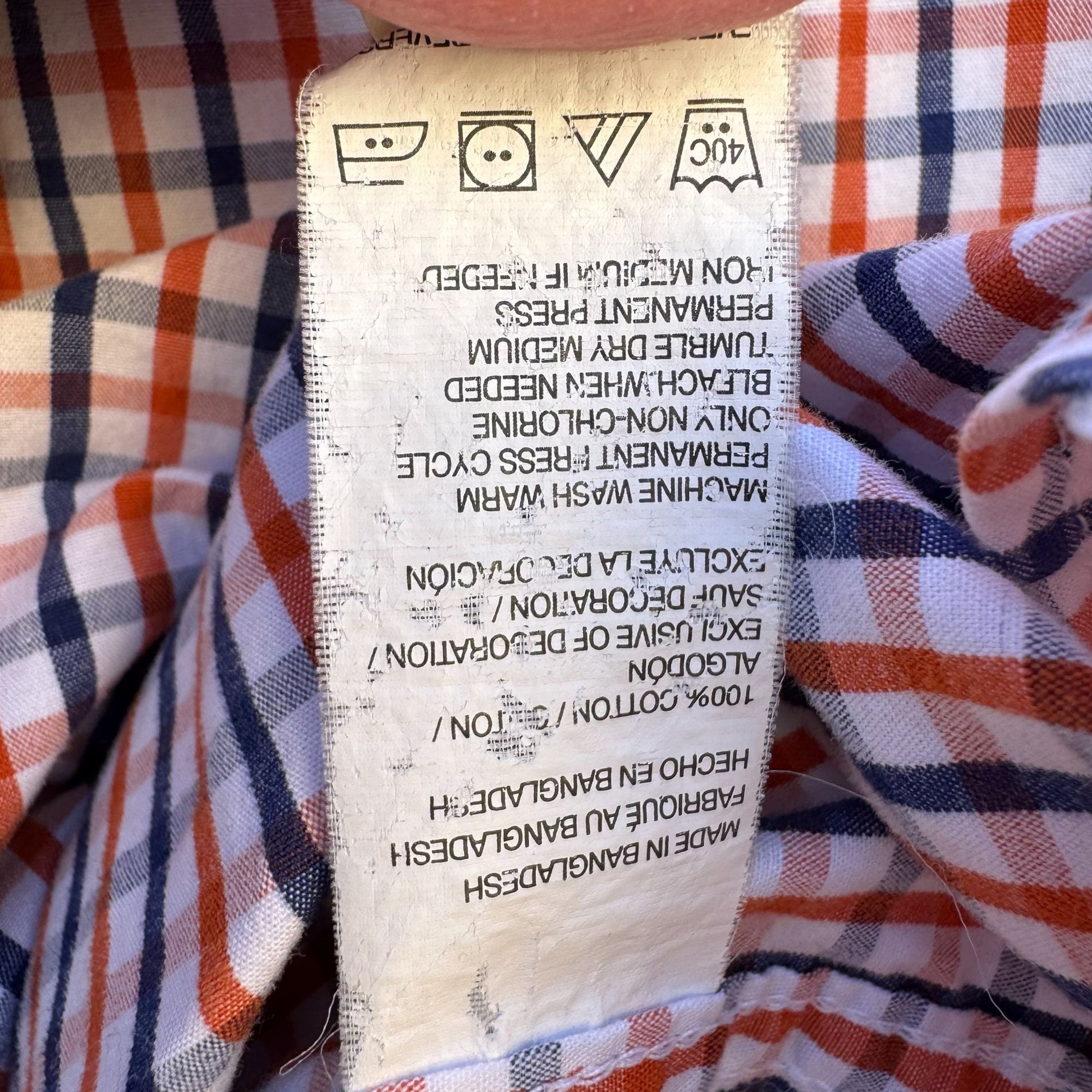 Izod Mens Long Sleeve Button Up Red/Navy/White Plaid Cotton Classic Fit Shirt L