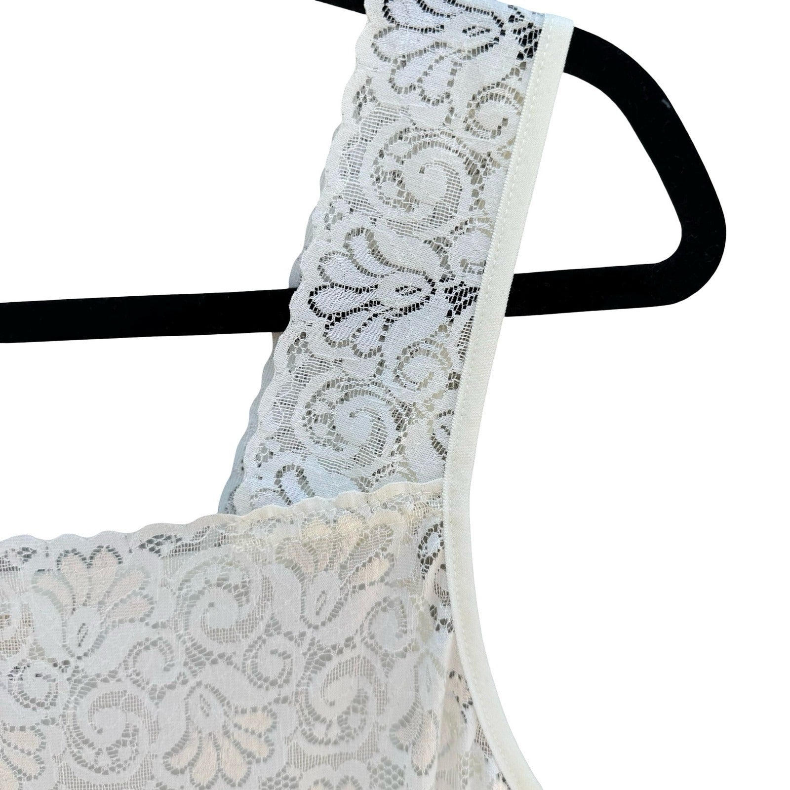 Cinema Etoile Ivory Lace Trim Camisole Square Neck Tank Top L NEW Soft Romantic