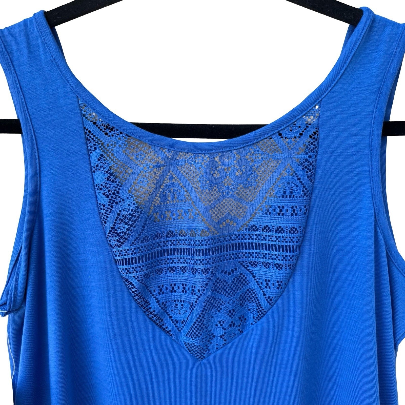 Self Esteem Royal Blue Lace Back Tank Top Scoop Neck Sleeveless S NEW Feminine