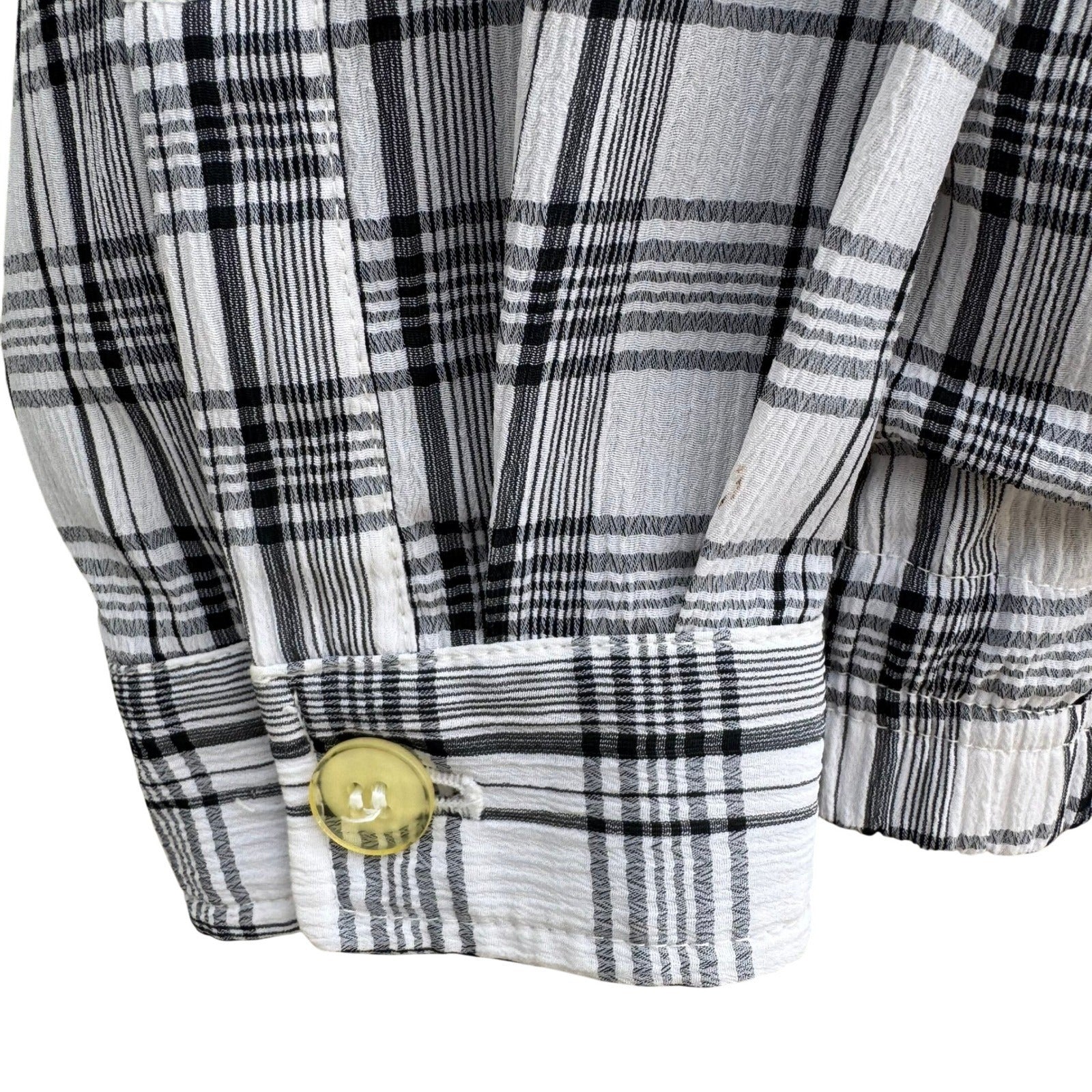 Trady Mens L Plaid Harrington Jacket White Black Navy Blue Textured Zip Up Golf