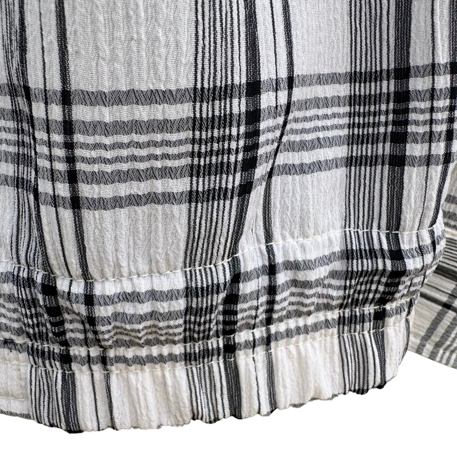 Trady Mens L Plaid Harrington Jacket White Black Navy Blue Textured Zip Up Golf