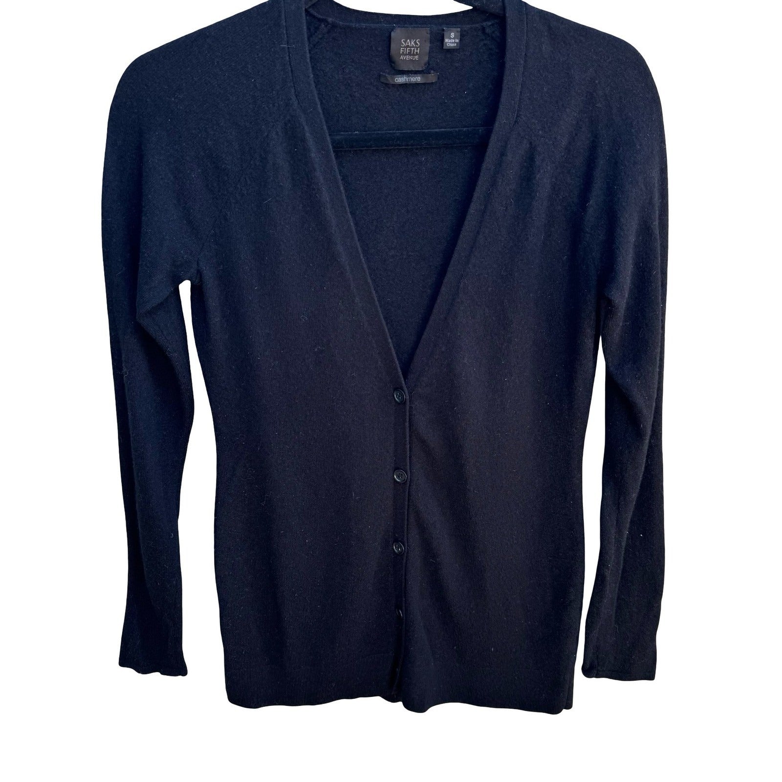 Saks Fifth Avenue 100% Cashmere Quiet Luxury Minimalist Soft Cardigan Sweater S