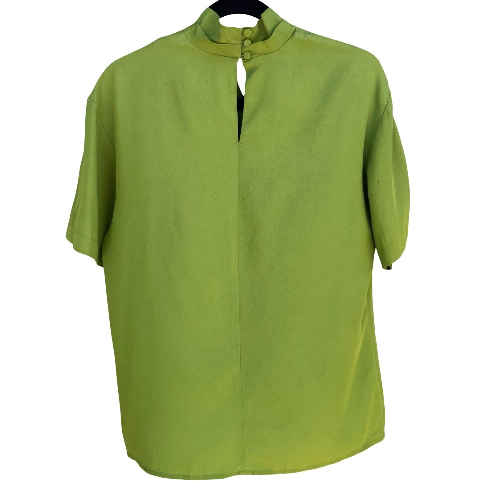 Alexandria Vintage 90s Pleated Draped V-Neck Keyhole Statement Blouse Womens 8
