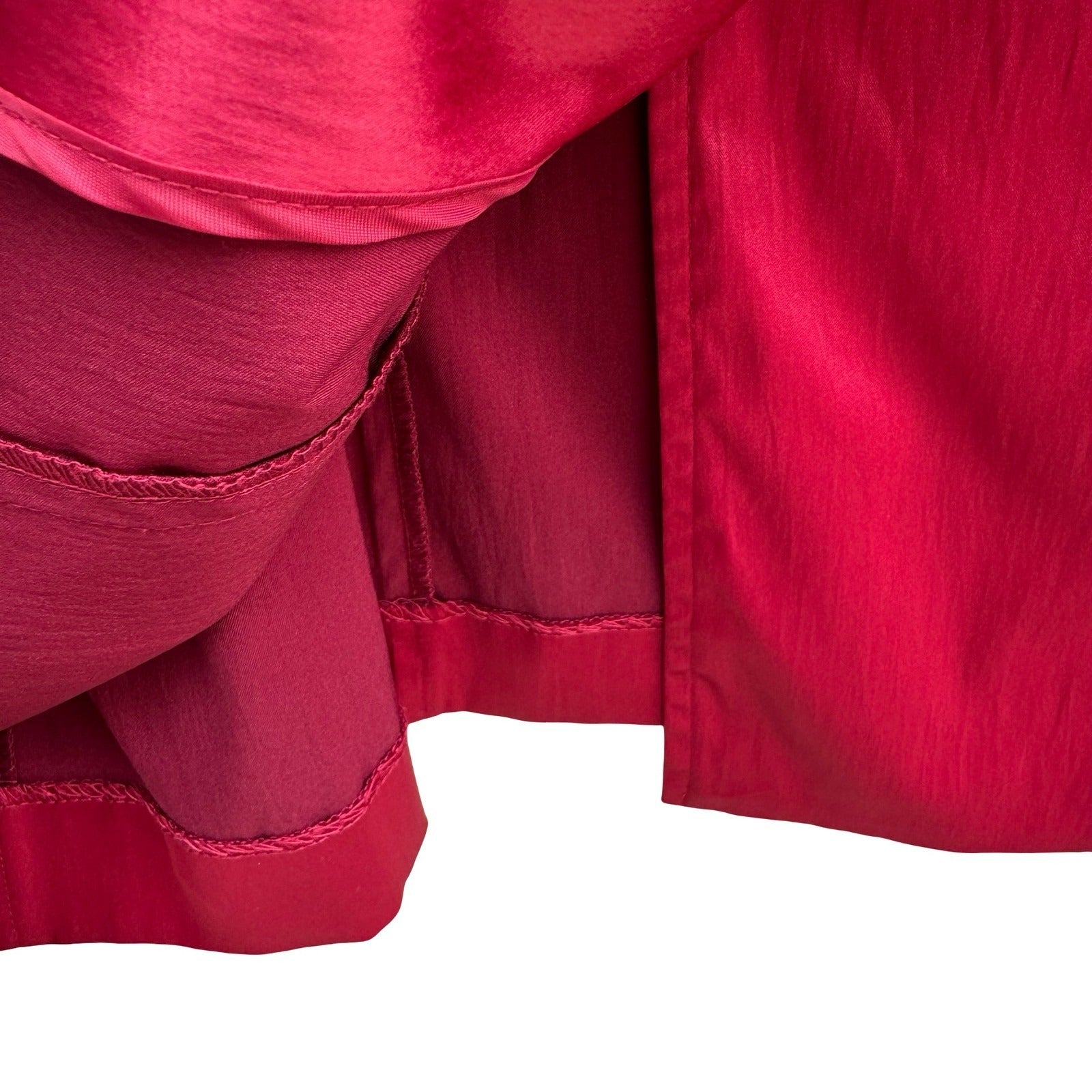 Rena Rowan Womens Red Double Breasted Stretch Trench Coat Jacket Size L Belted
