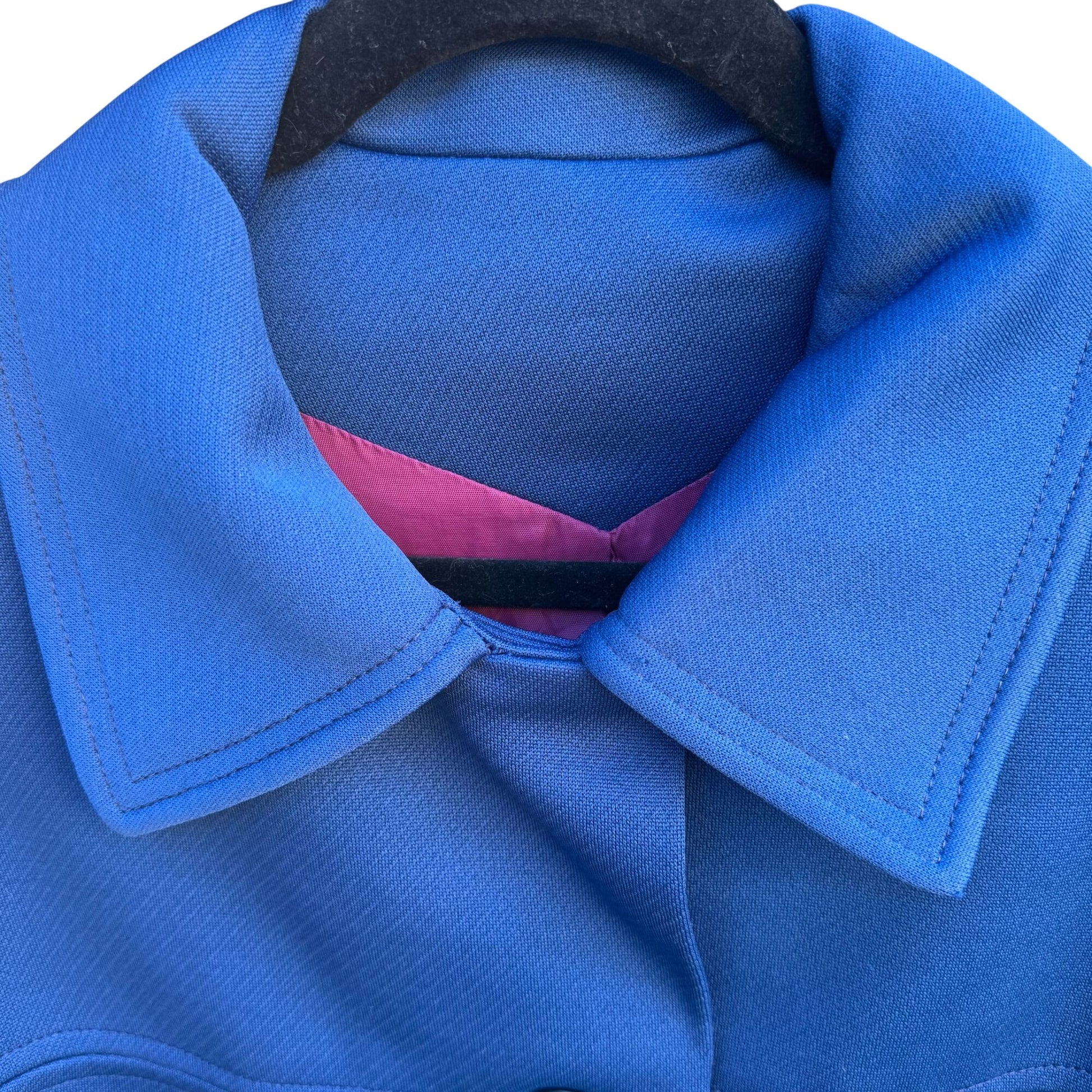 Bullocks Wilshire Vintage 60s 70s Womens Royal Blue A Line Mod Coat Overcoat L