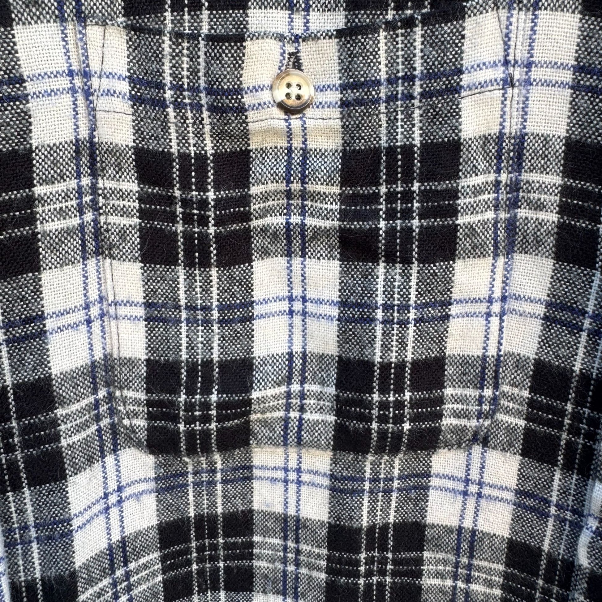 Windridge Mervyns Vintage Plaid Grunge Retro Mens Black White Flannel Shirt M