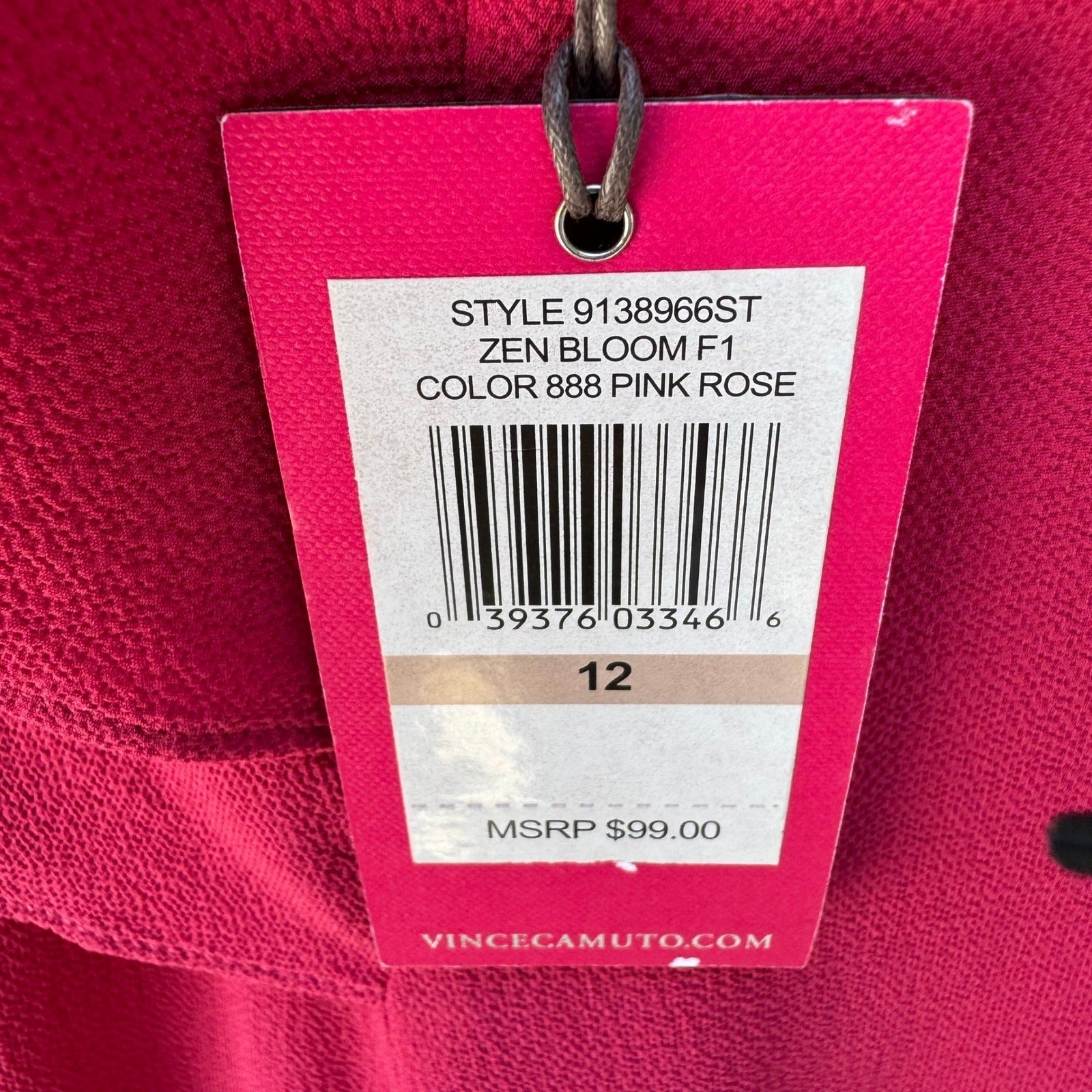 Vince Camuto Zen Bloom Tiered Asymmetrical Shift Cocktail Dress Hot Pink 12 NEW