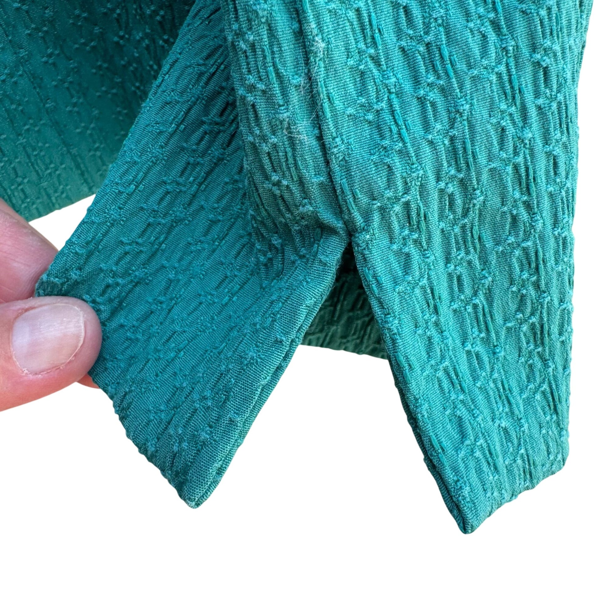 Dialogue Womens Teal Textured Stretch Adjustable Belt Button-Up Blazer Jacket L