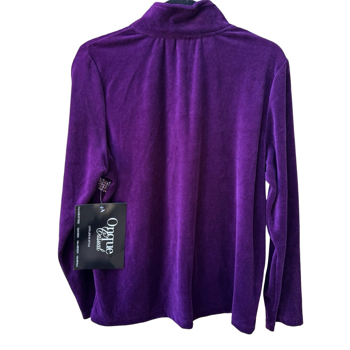 Onque Casual Y2K Glam Sequin Striped Velour Zip Athleisure Jacket Amethyst L NEW
