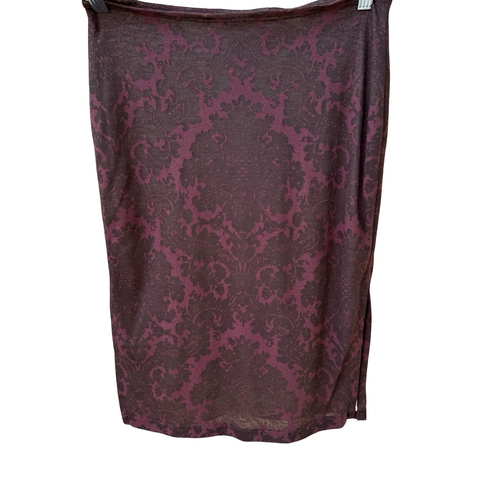 Damask Dark Romance Whimsigoth Midi Skirt Burgundy Gothic Baroque Victorian