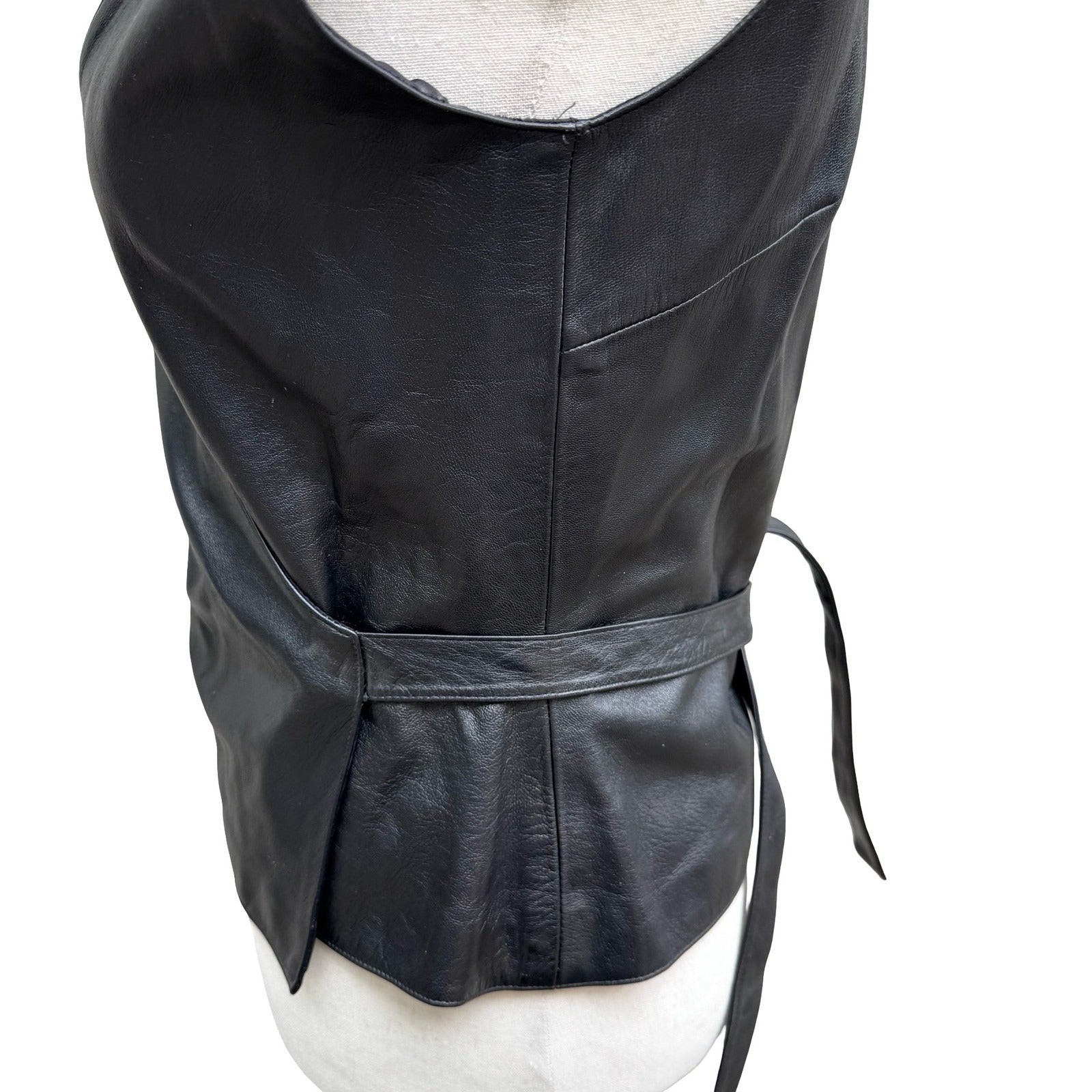 BCBG Max Azria Y2K 90s Biker Chic Edgy Moto Goth Luxury Leather Wrap Top Vest S