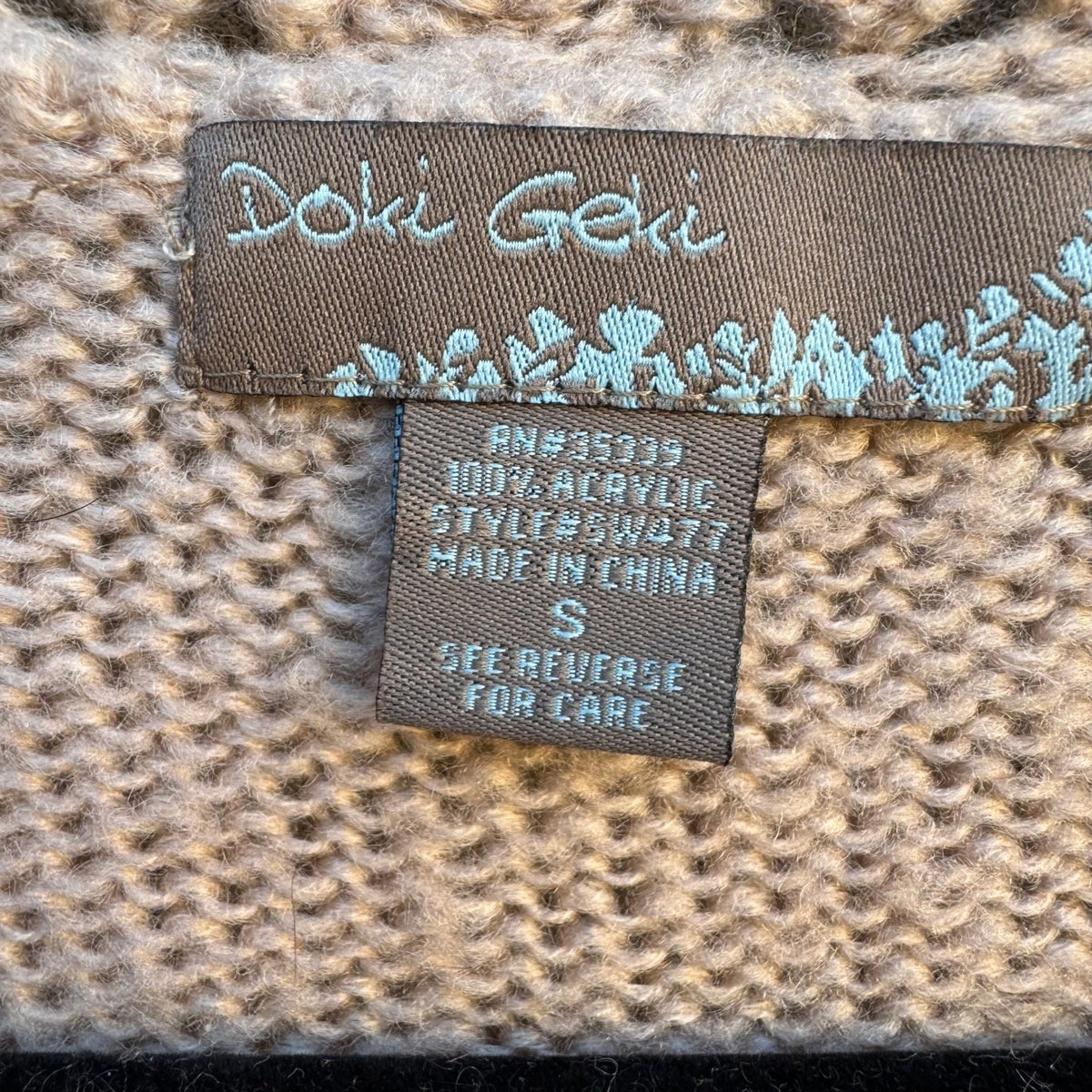 Doki Geki Y2K Boho Fairycore Bell Sleeve Pointelle Bobble Knit Tunic Sweater S