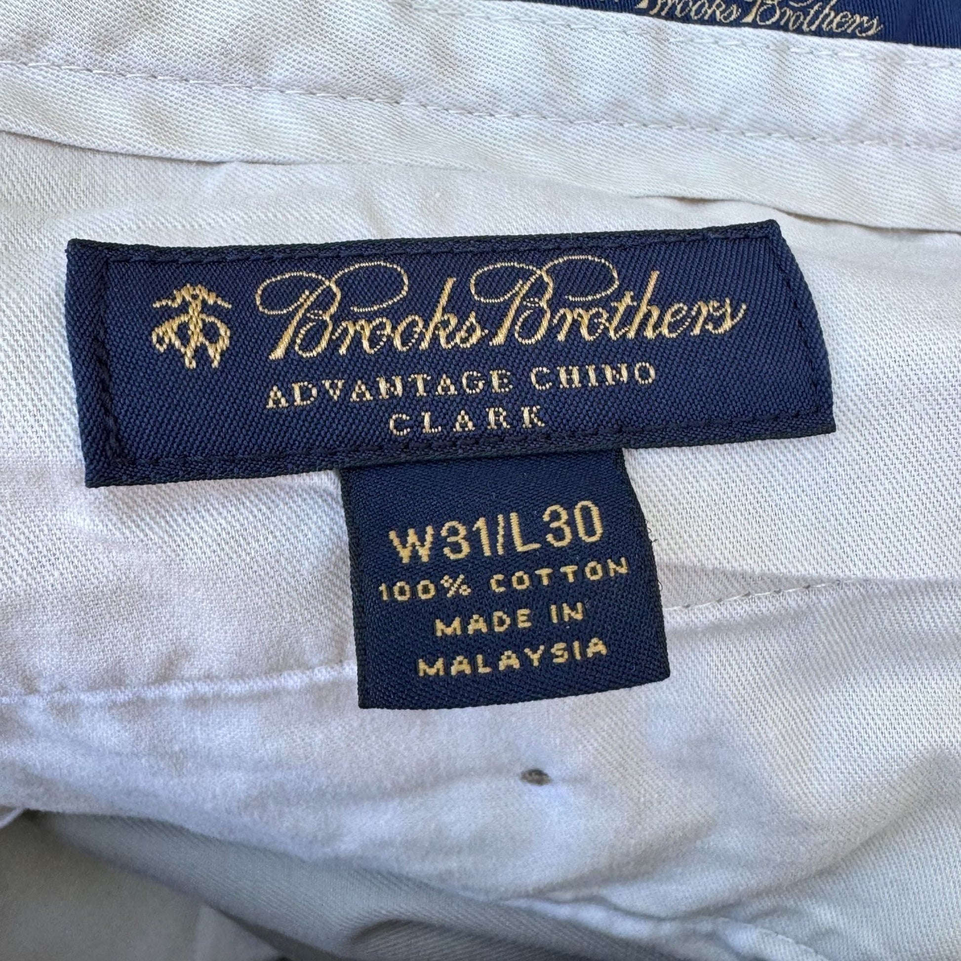Brooks Brothers Advantage Chino Clark Mens Pants W31 L30 Preppy All Cotton Beige