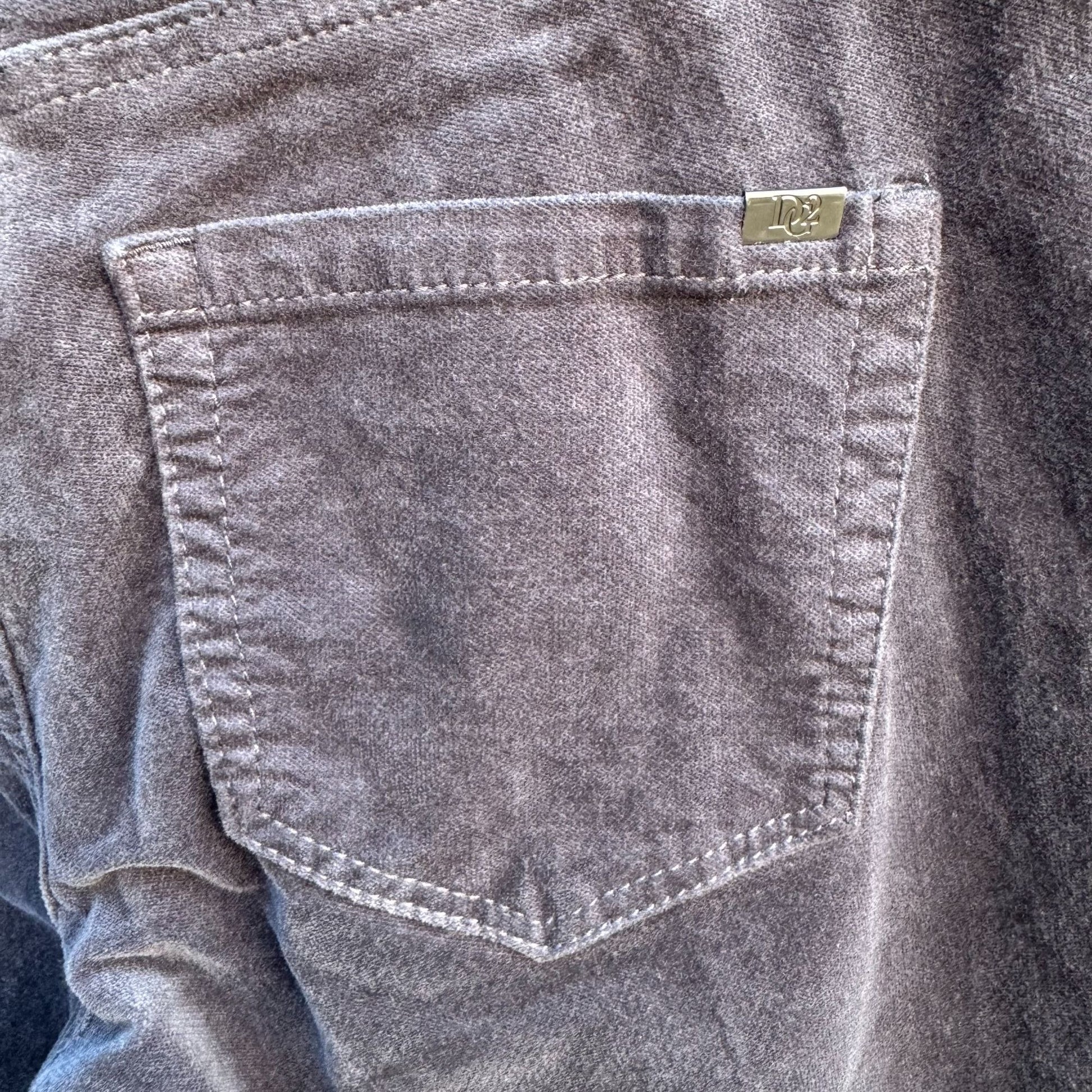 Diane Gilman DG2 Grey Corduroy Pants 2P Mid-Rise Casual Stretch Slim Fit Womens