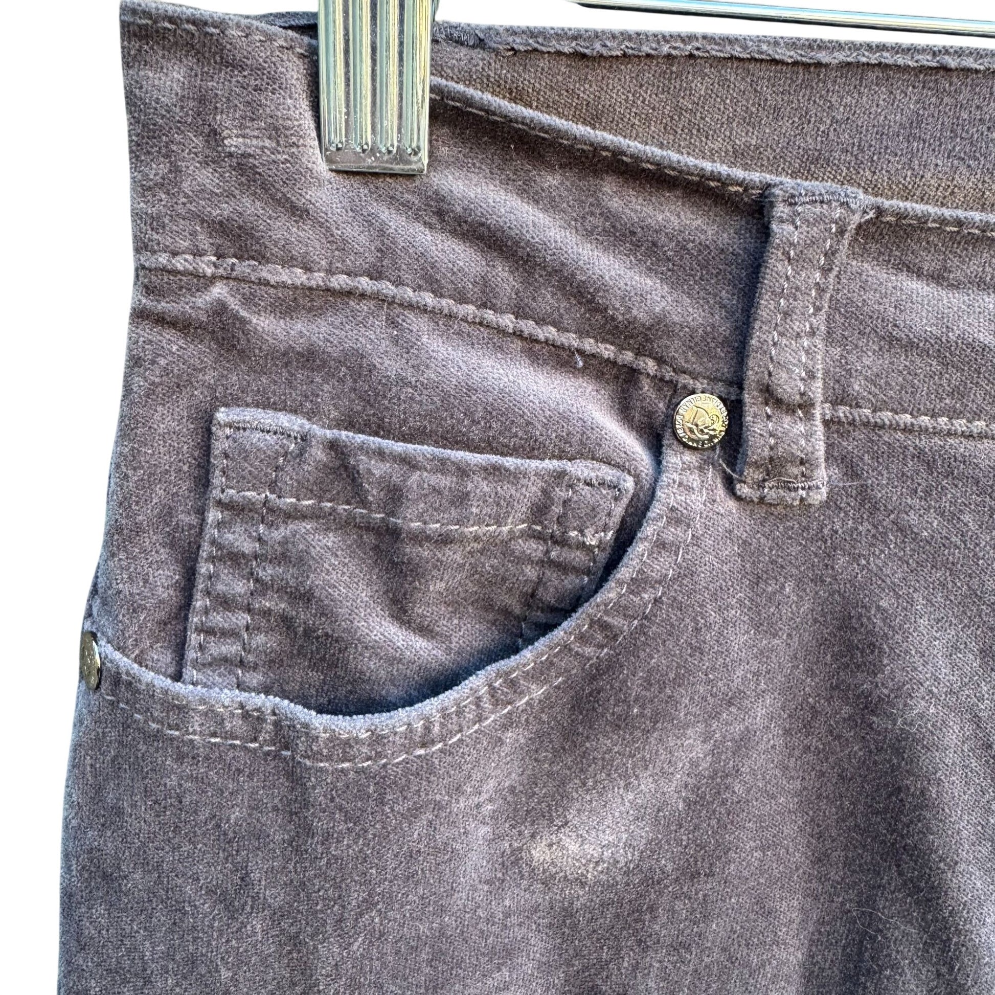 Diane Gilman DG2 Grey Corduroy Pants 2P Mid-Rise Casual Stretch Slim Fit Womens