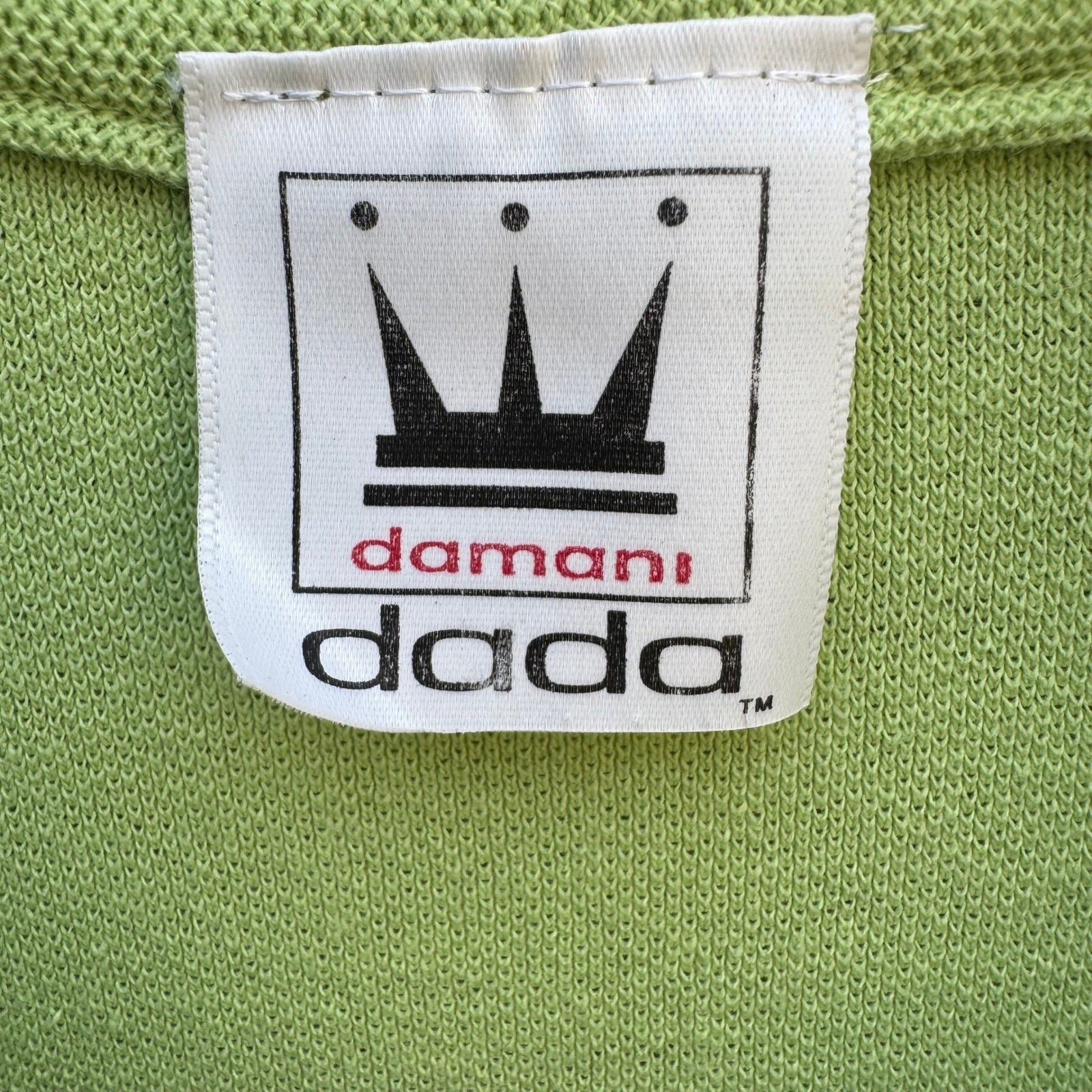 Damani Dada Supreme Vintage Lime Green Quarter Zip Polo Shirt Mens XL Made USA