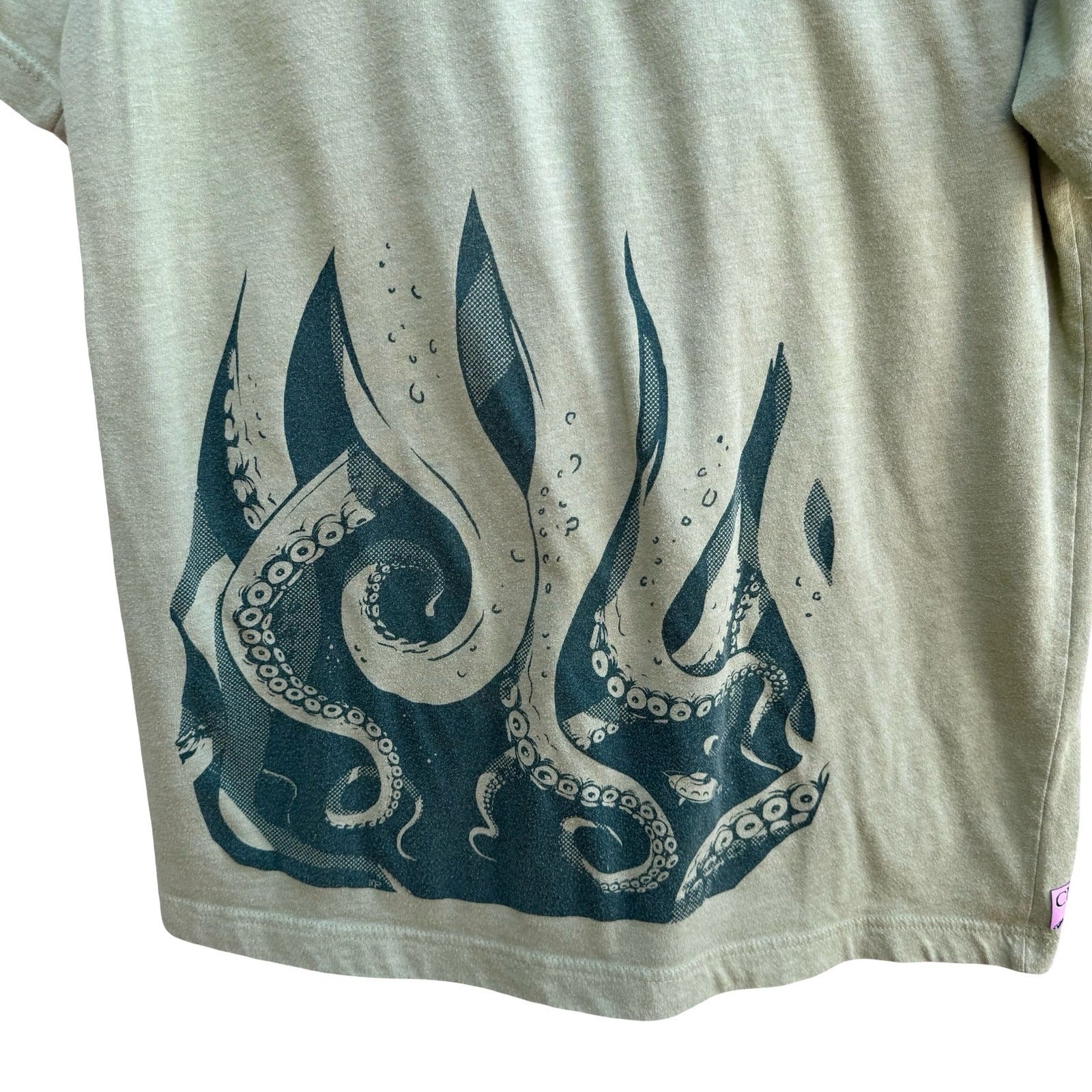Chibi Yeti Octopus Tentacle Kracken Sea Monster Nautical Graphic Tee Green Shirt