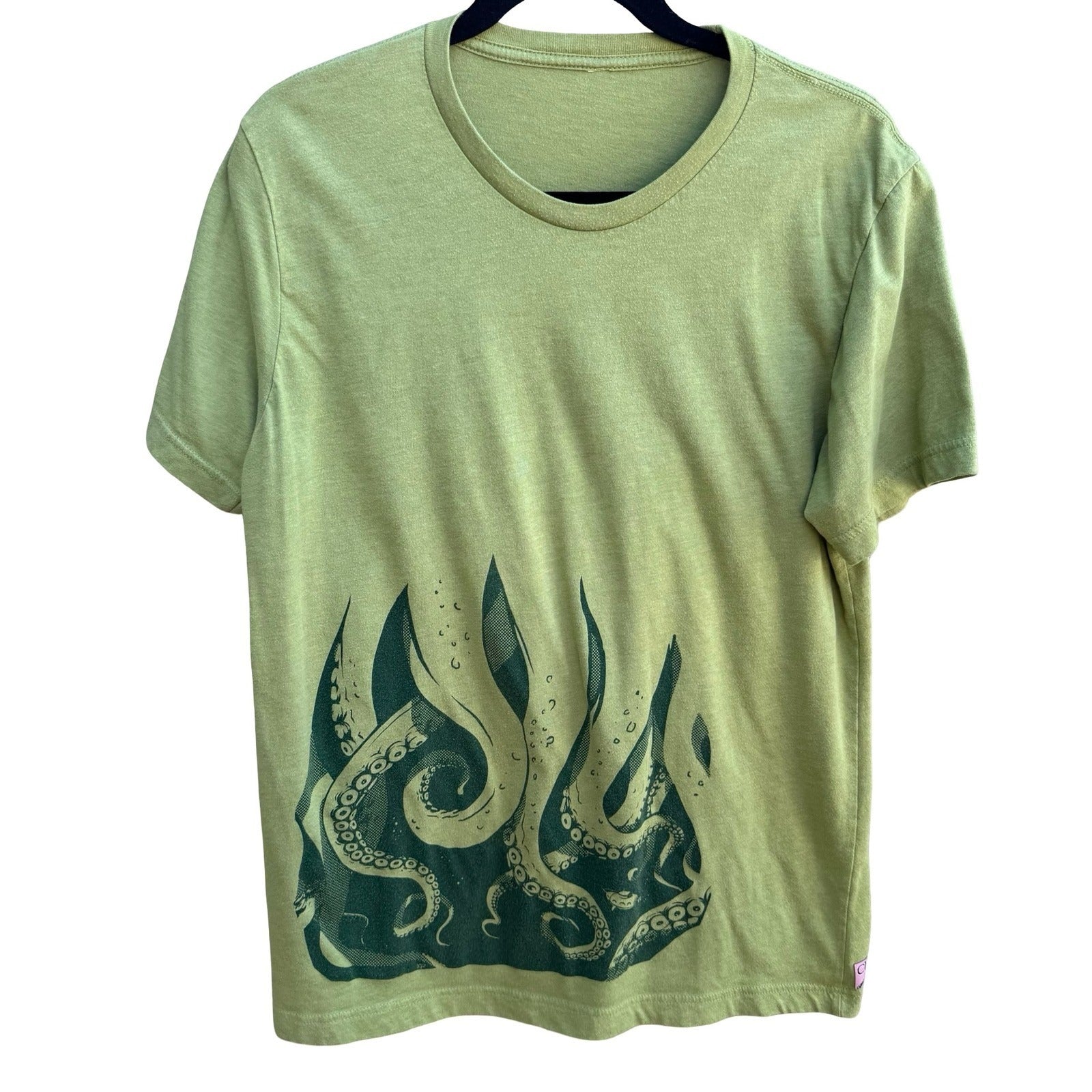 Chibi Yeti Octopus Tentacle Kracken Sea Monster Nautical Graphic Tee Green Shirt