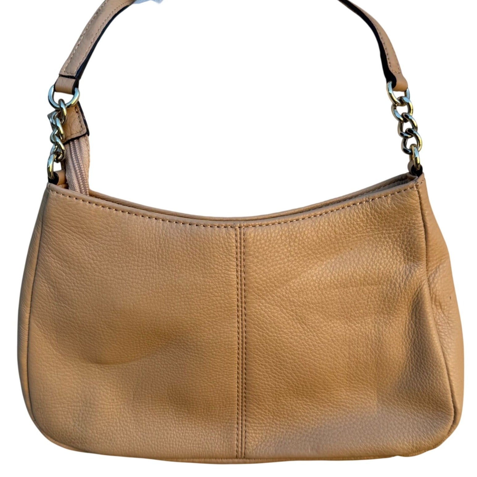 Calvin Klein Quilted Tan Leather Shoulder Bag Gold Hardware Handbag Purse Preppy